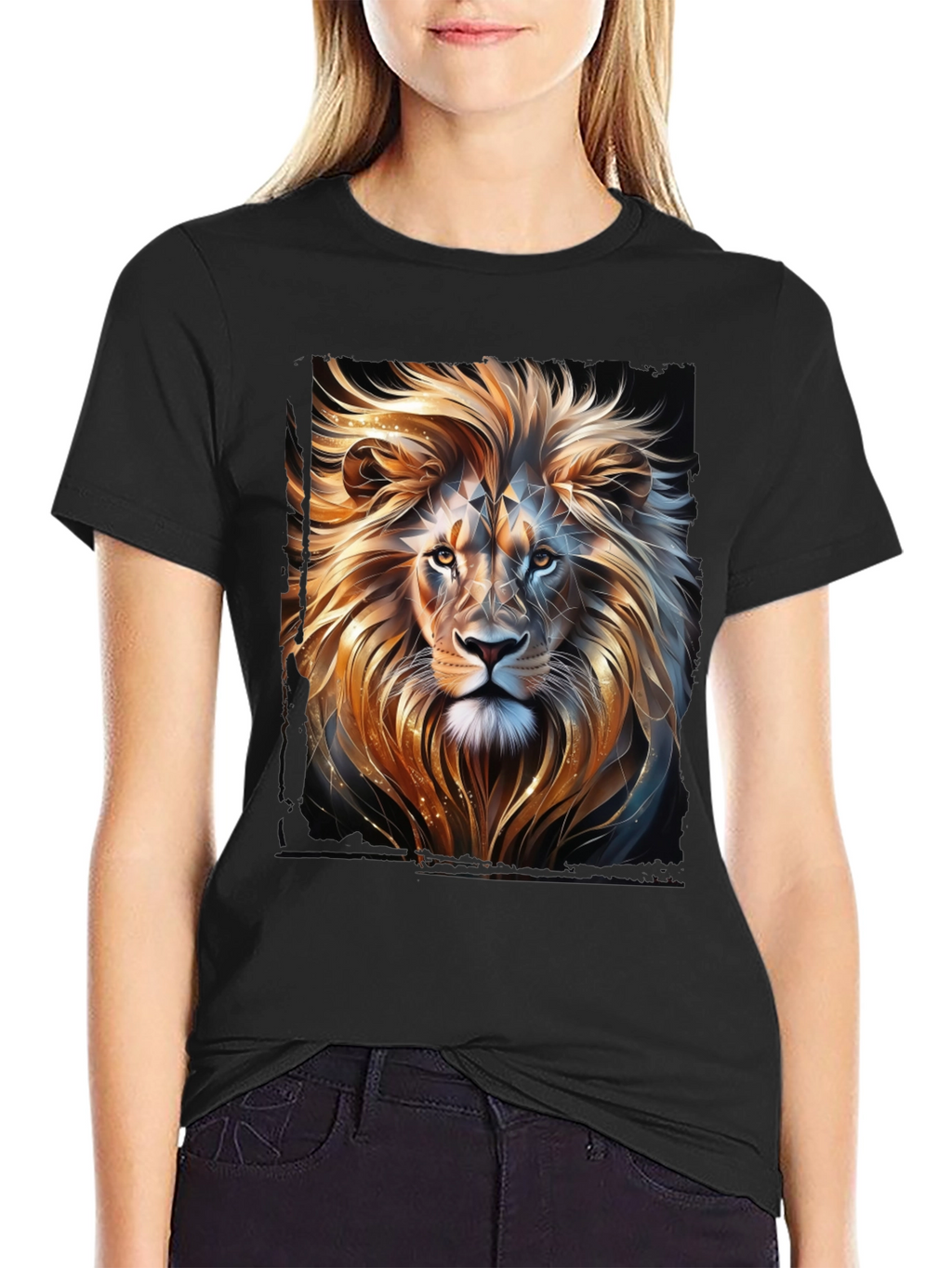 Lion Graphic T-Shirt - Black Stylish Animal Print