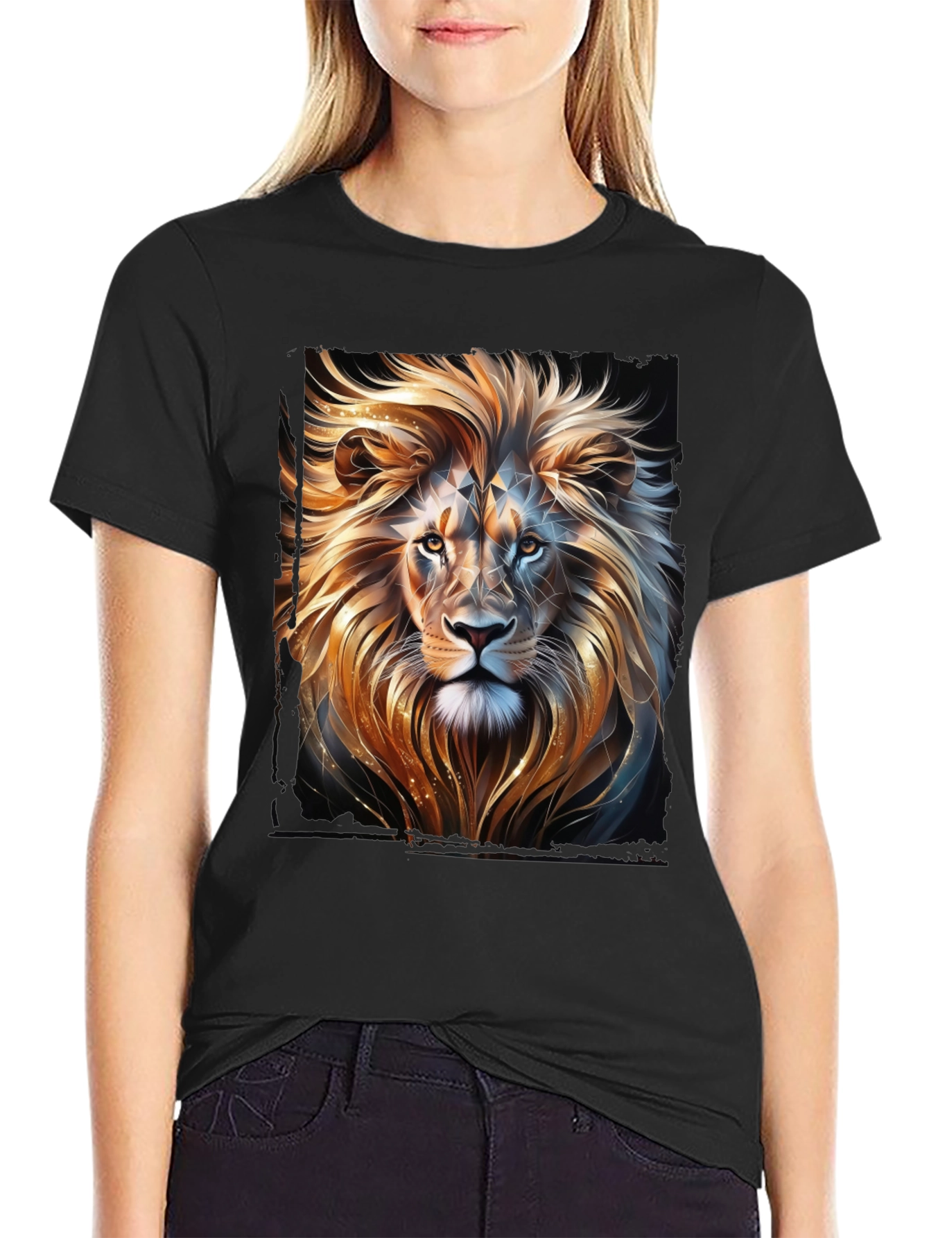 Lion Graphic T-Shirt - Black Stylish Animal Print