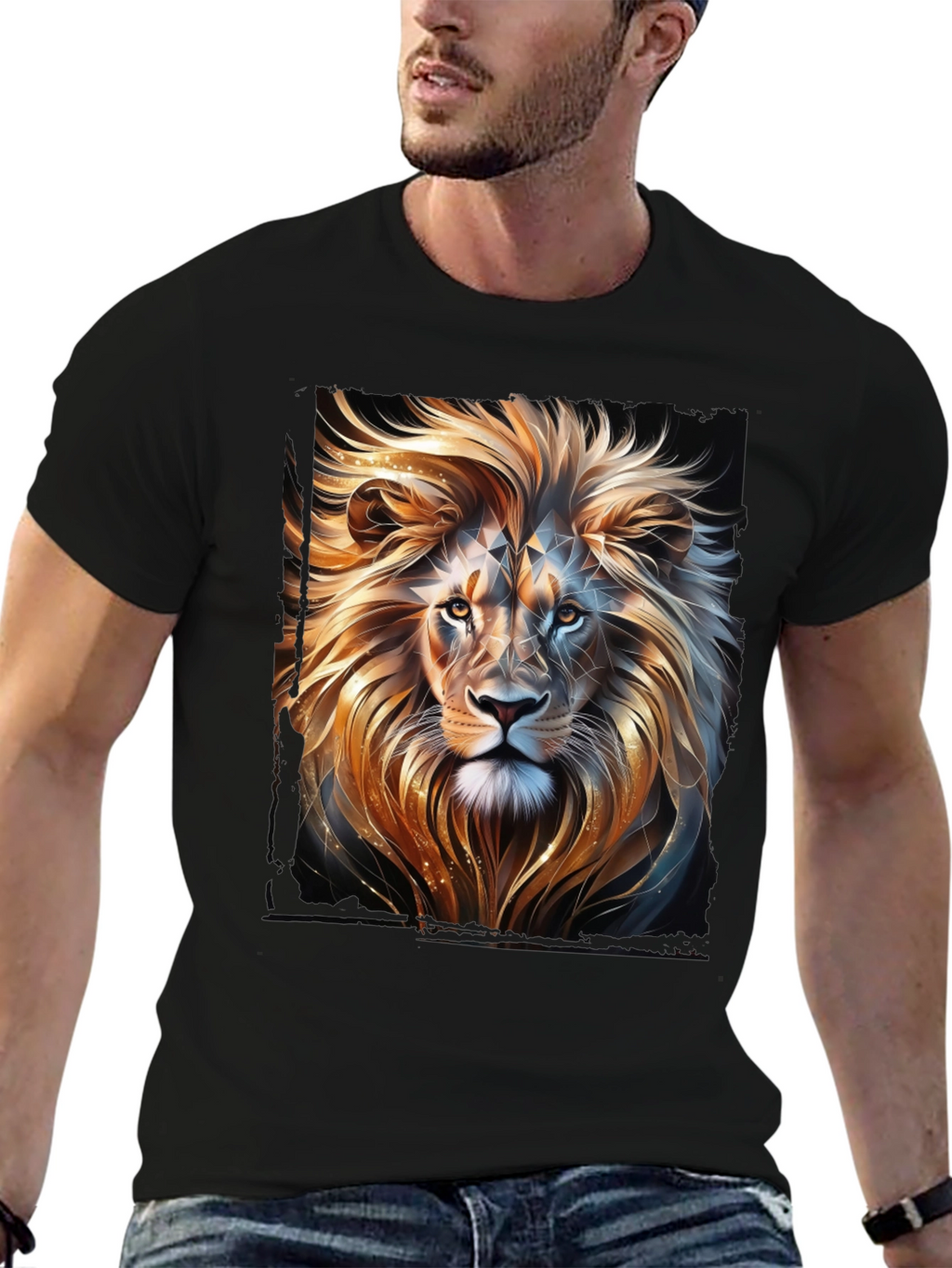 Lion Graphic T-Shirt - Black Stylish Animal Print