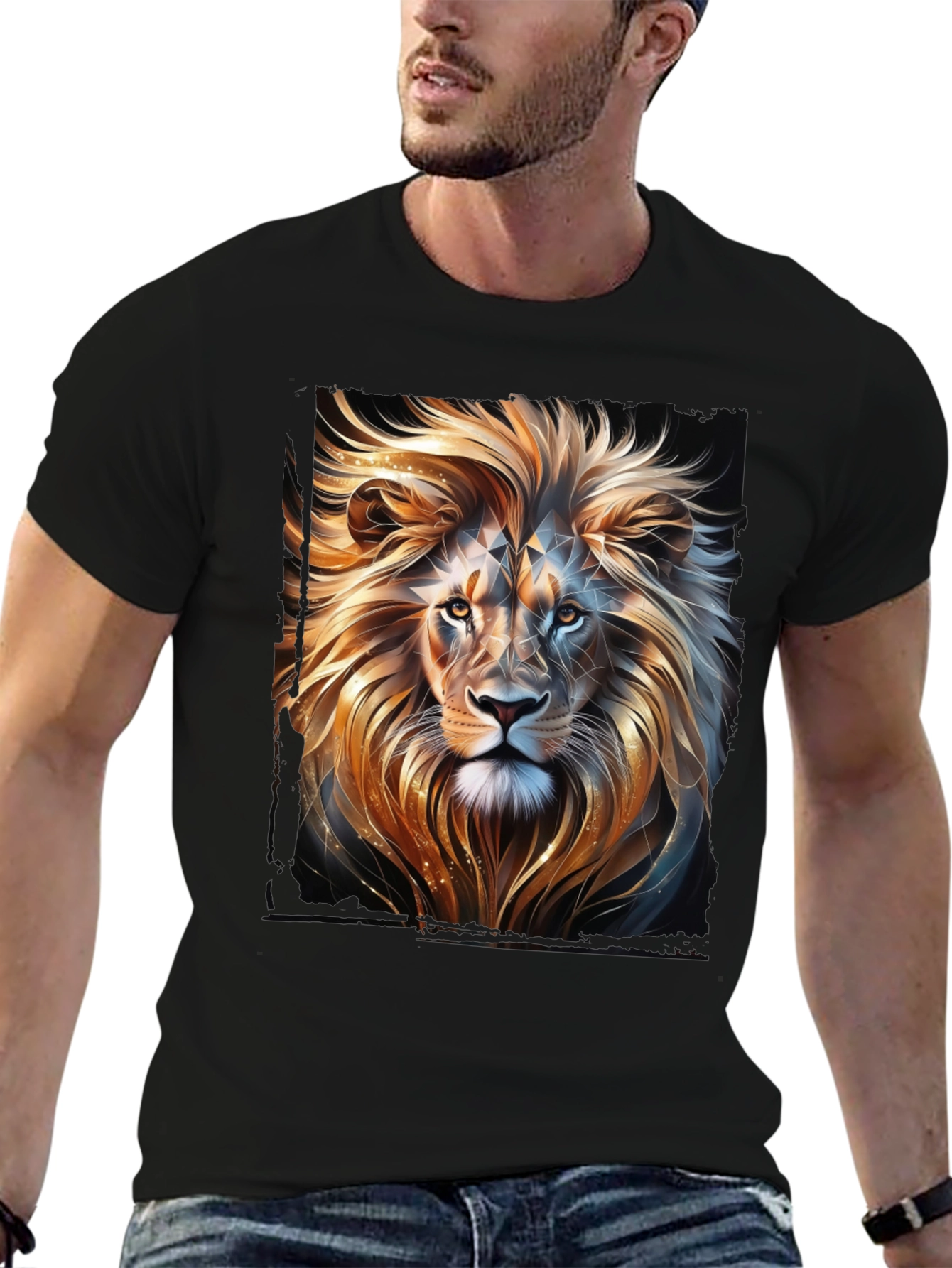 Lion Graphic T-Shirt - Black Stylish Animal Print
