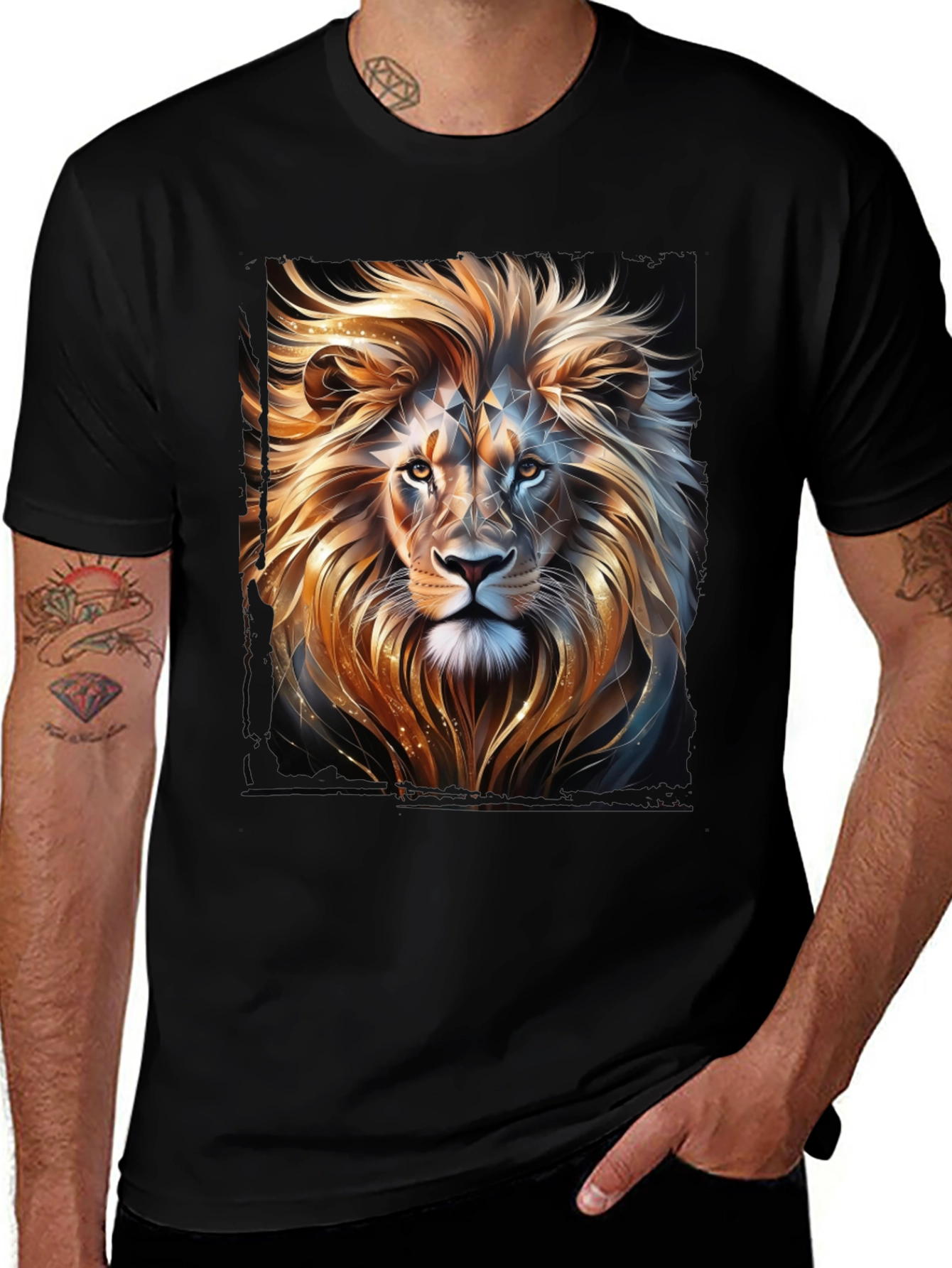 Lion Graphic T-Shirt - Black Stylish Animal Print