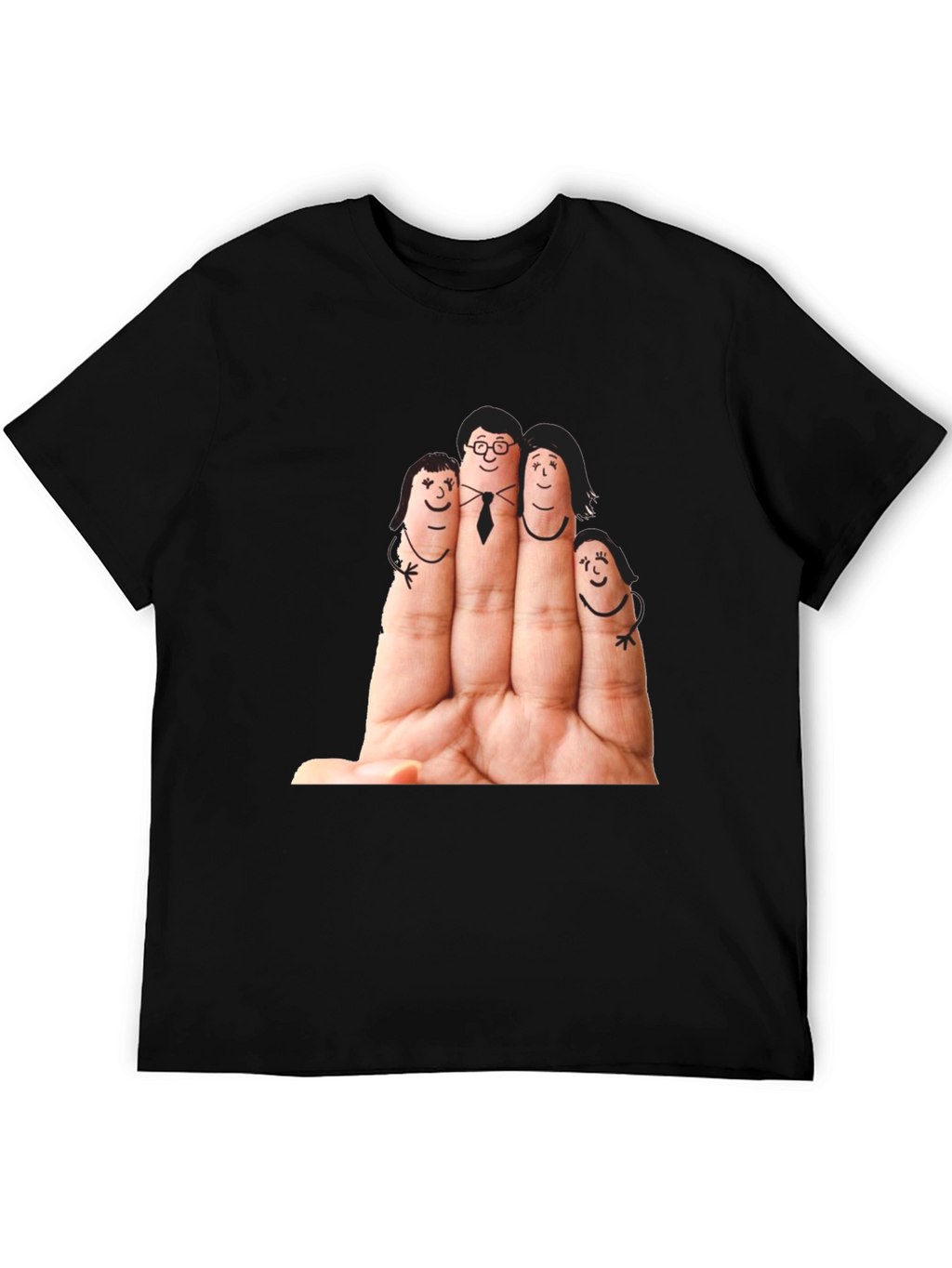 Finger Family Graphic T-Shirt - Black Cotton Tee