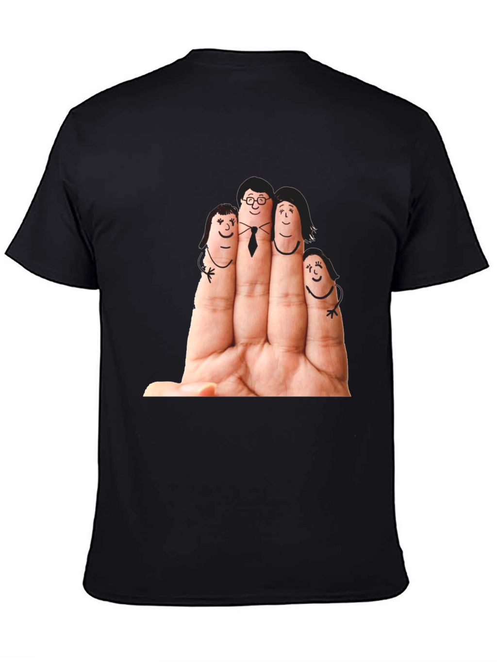 Finger Family Graphic T-Shirt - Black Cotton Tee