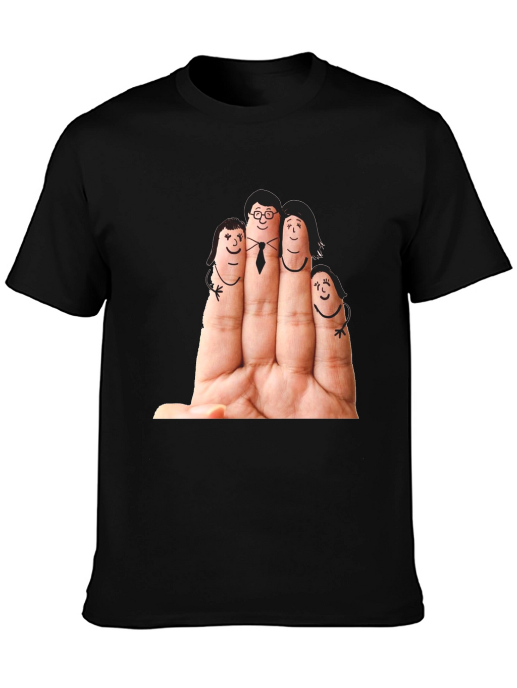Finger Family Graphic T-Shirt - Black Cotton Tee