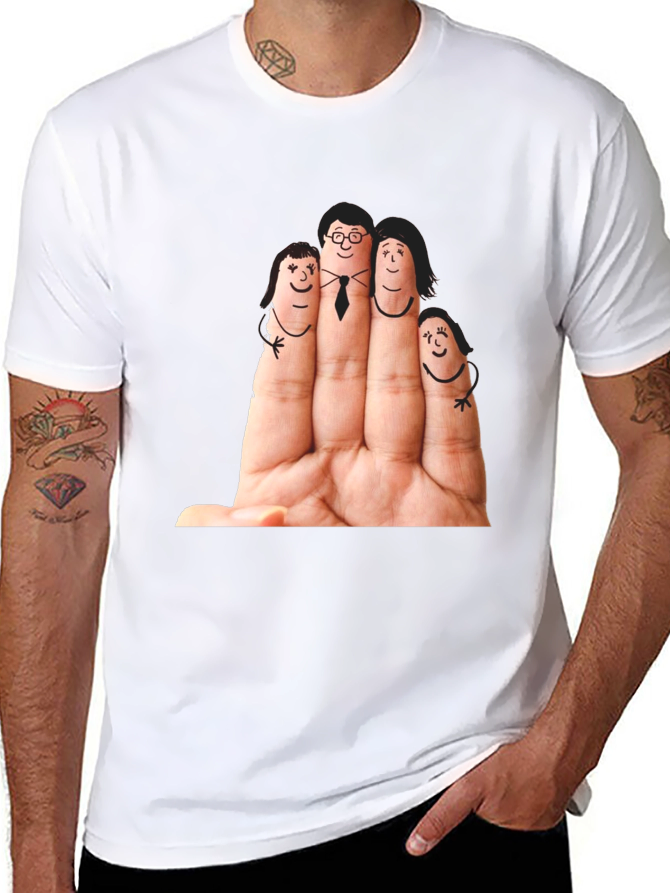 Finger Family Graphic T-Shirt - Black Cotton Tee