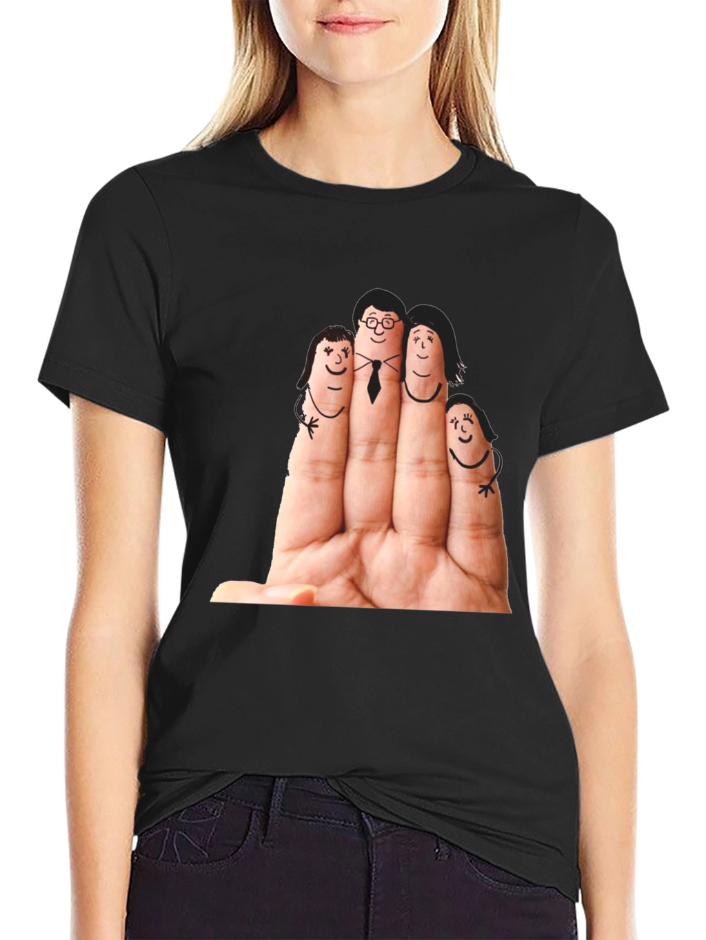 Finger Family Graphic T-Shirt - Black Cotton Tee
