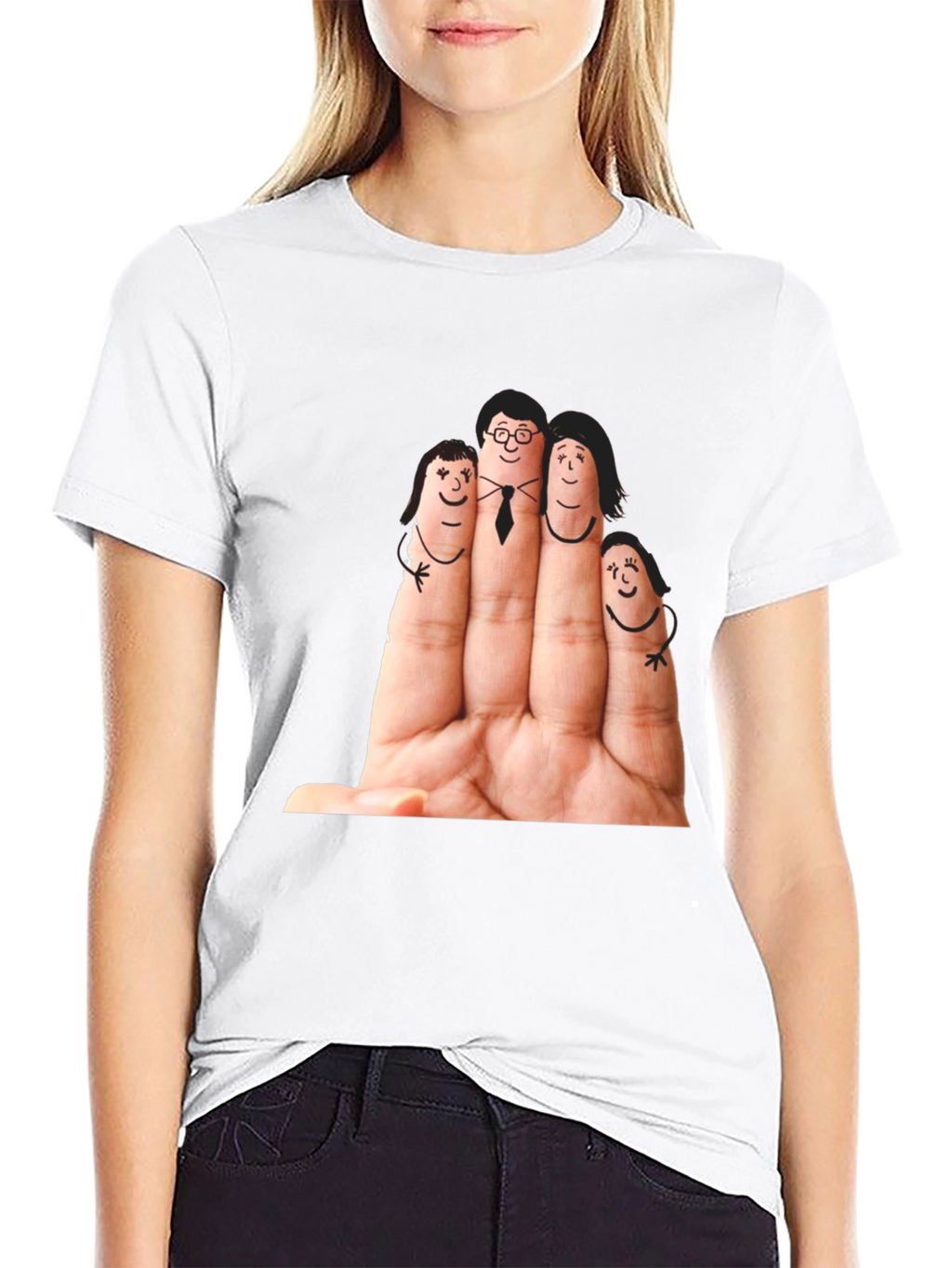 Finger Family Graphic T-Shirt - Black Cotton Tee