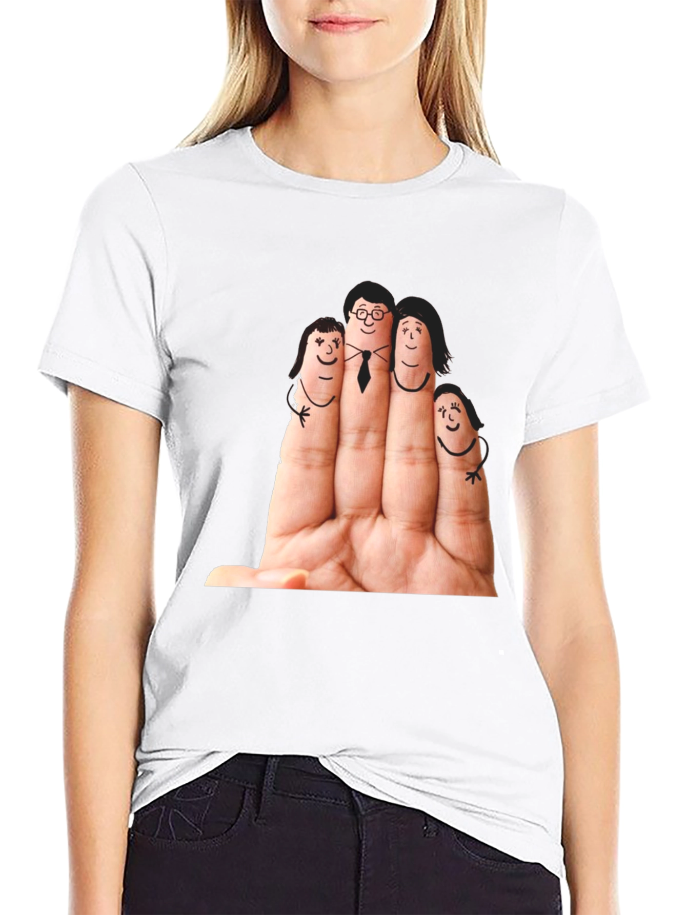 Finger Family Graphic T-Shirt - Black Cotton Tee