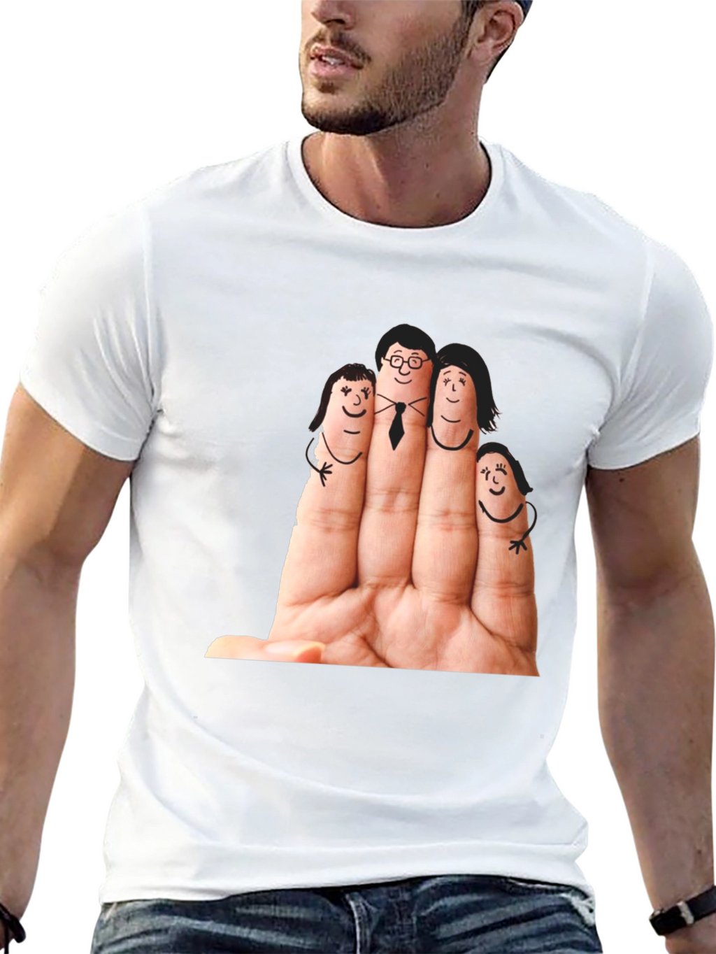 Finger Family Graphic T-Shirt - Black Cotton Tee