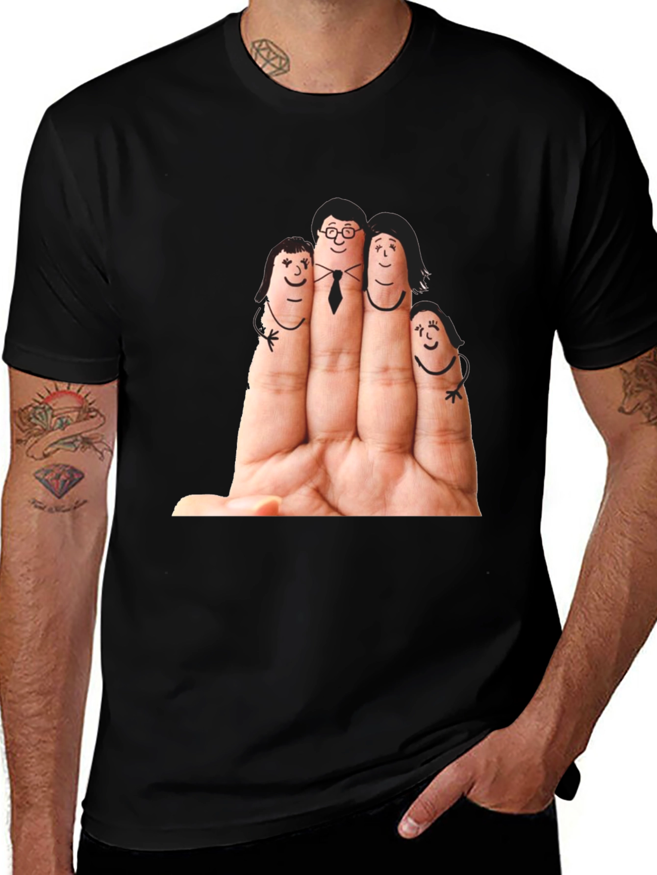 Finger Family Graphic T-Shirt - Black Cotton Tee