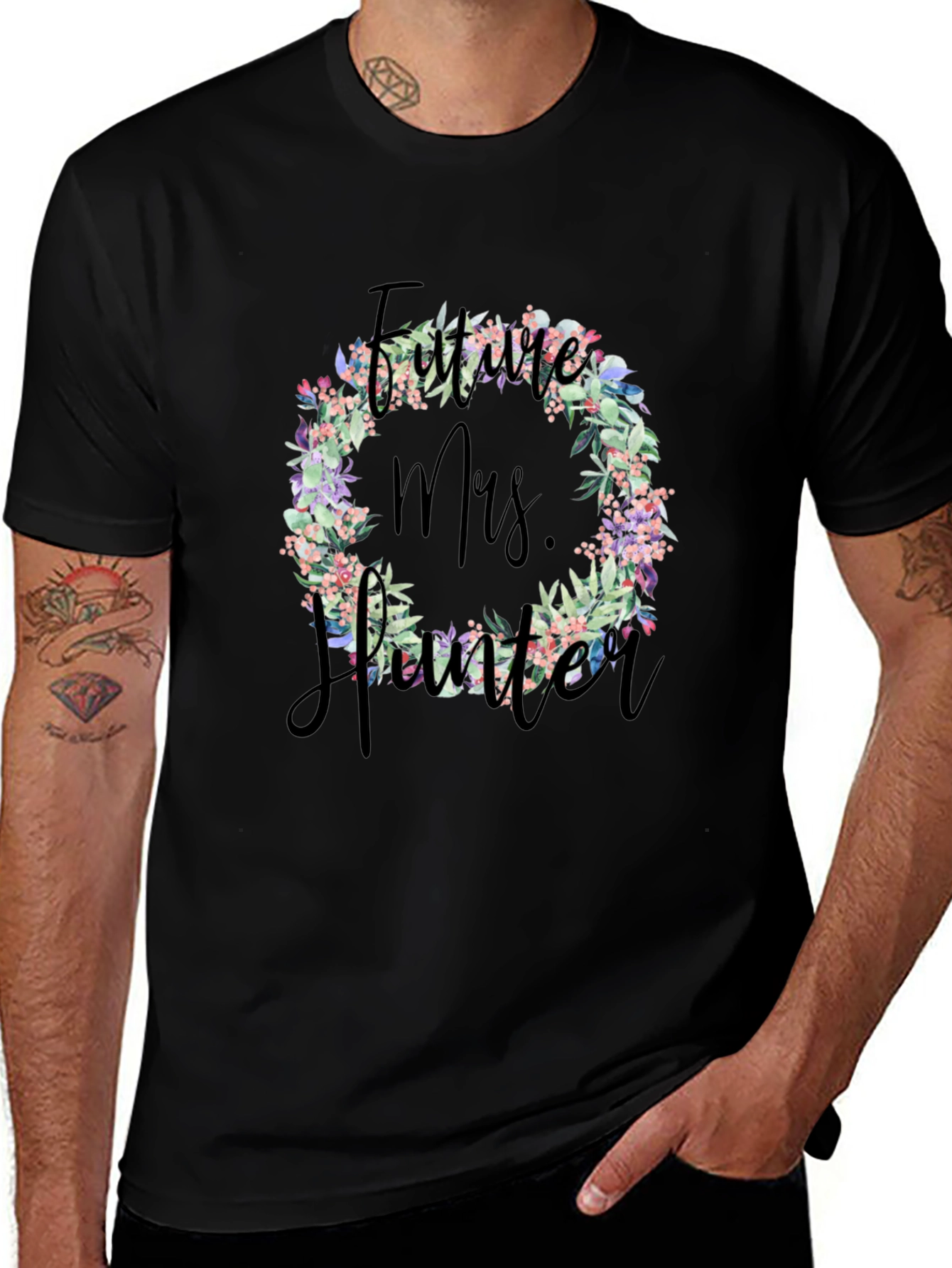 Future Mrs. [Name] Floral Wreath T-Shirt
