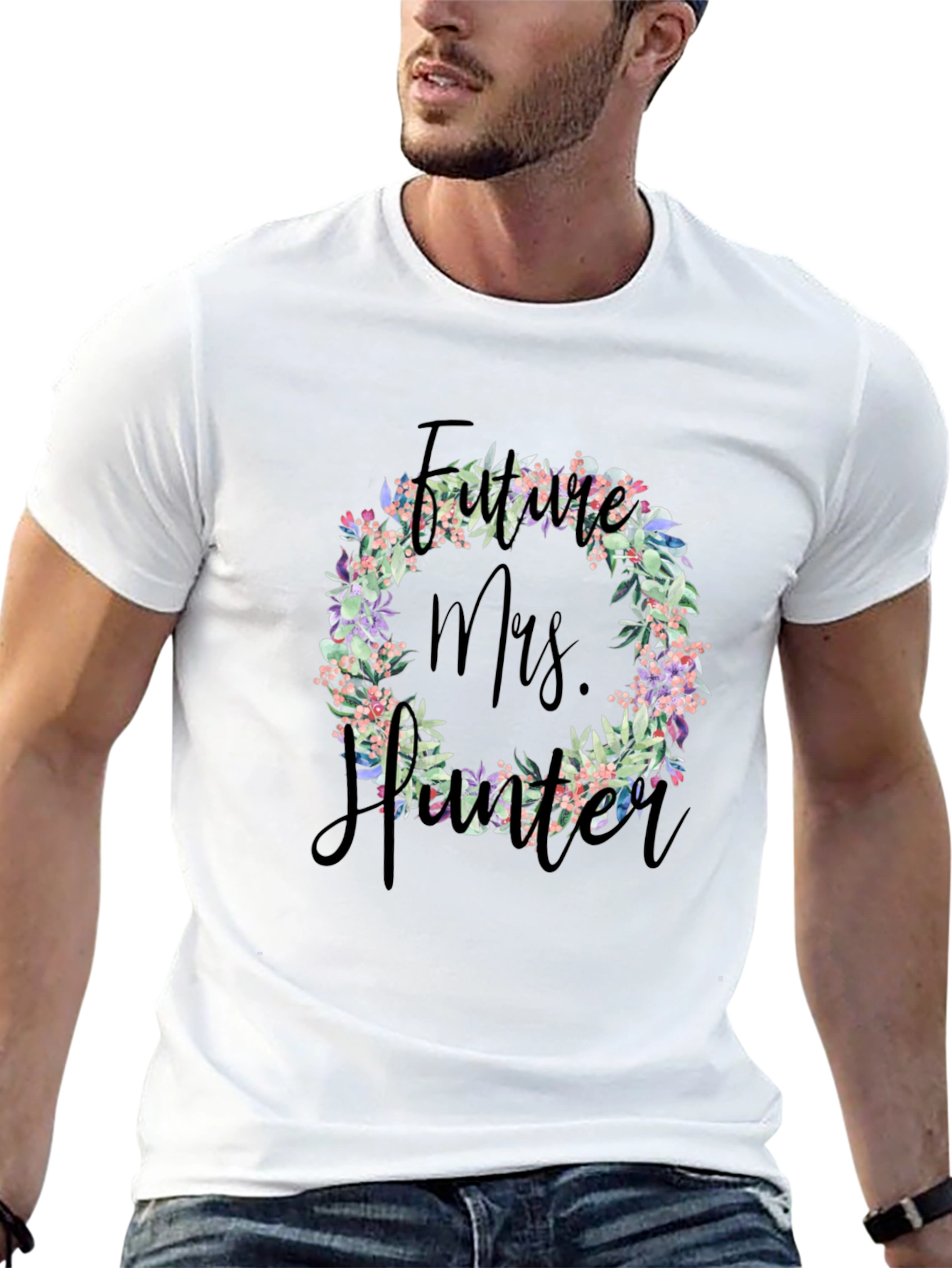 Future Mrs. [Name] Floral Wreath T-Shirt