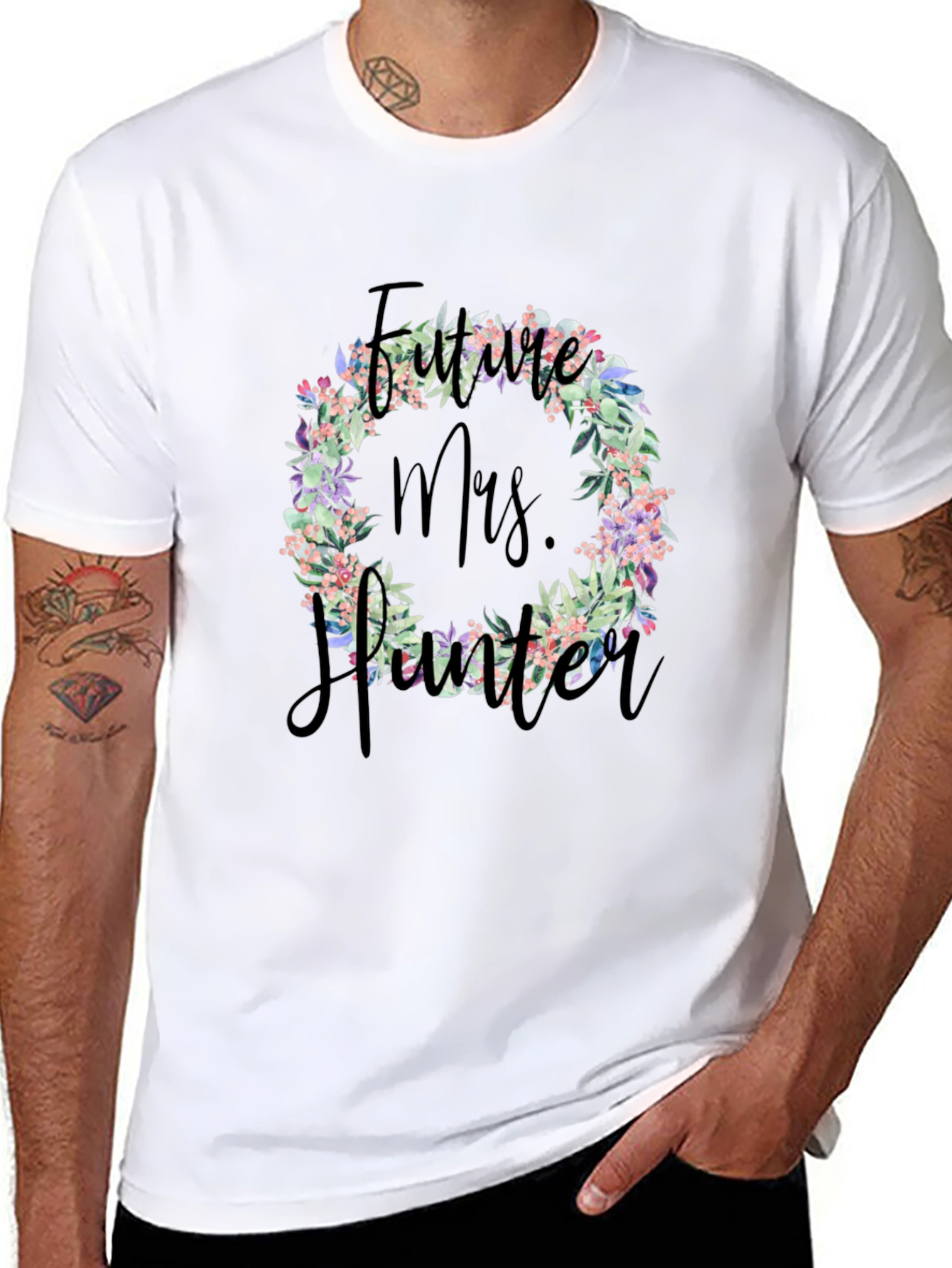 Future Mrs. [Name] Floral Wreath T-Shirt