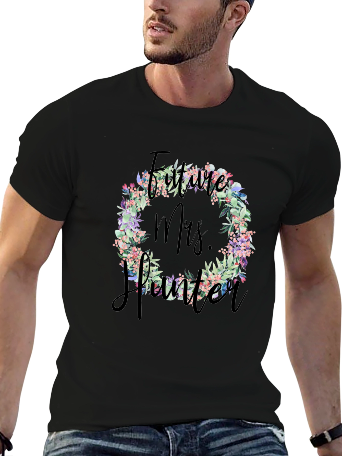 Future Mrs. [Name] Floral Wreath T-Shirt