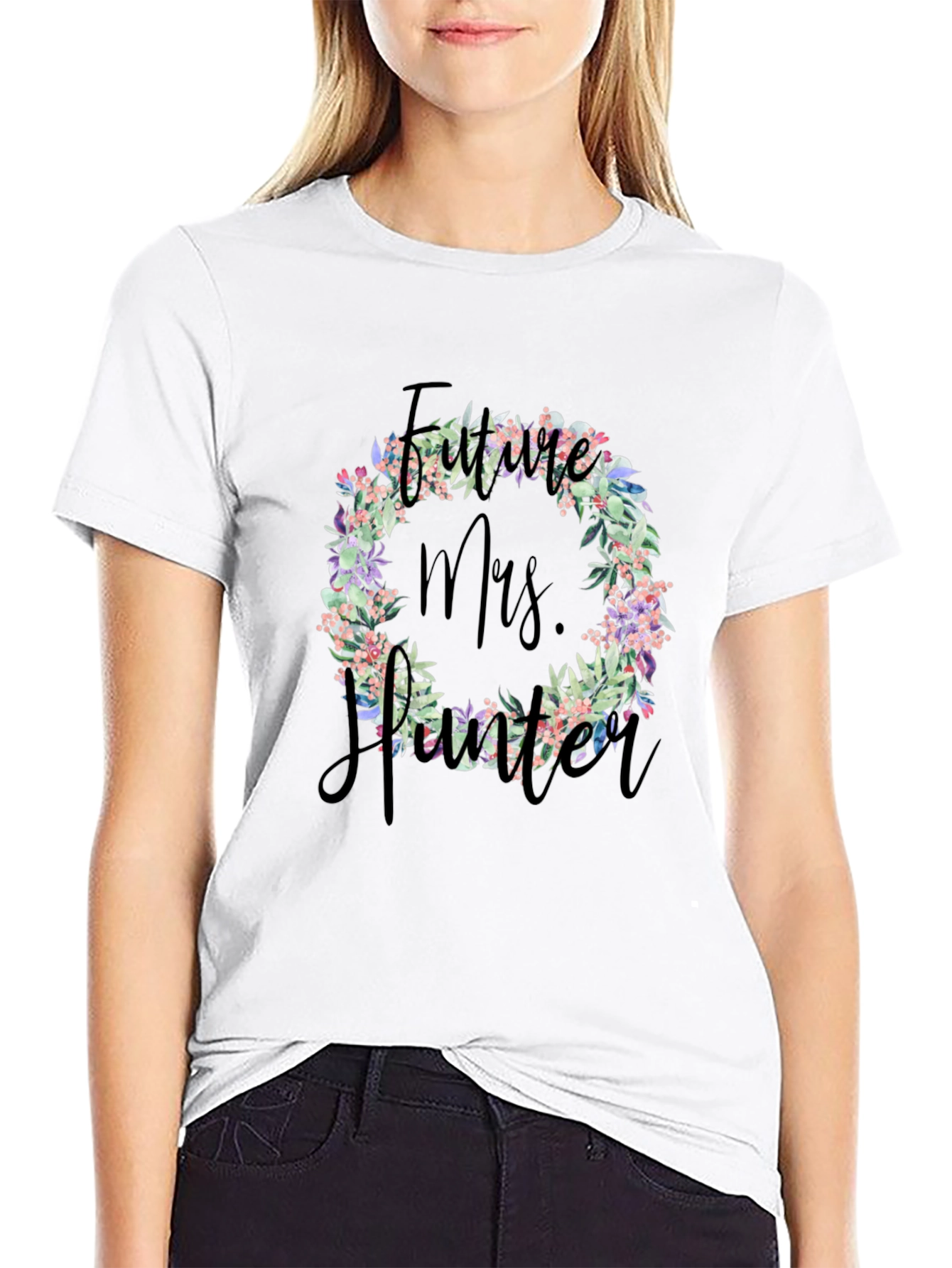 Future Mrs. [Name] Floral Wreath T-Shirt