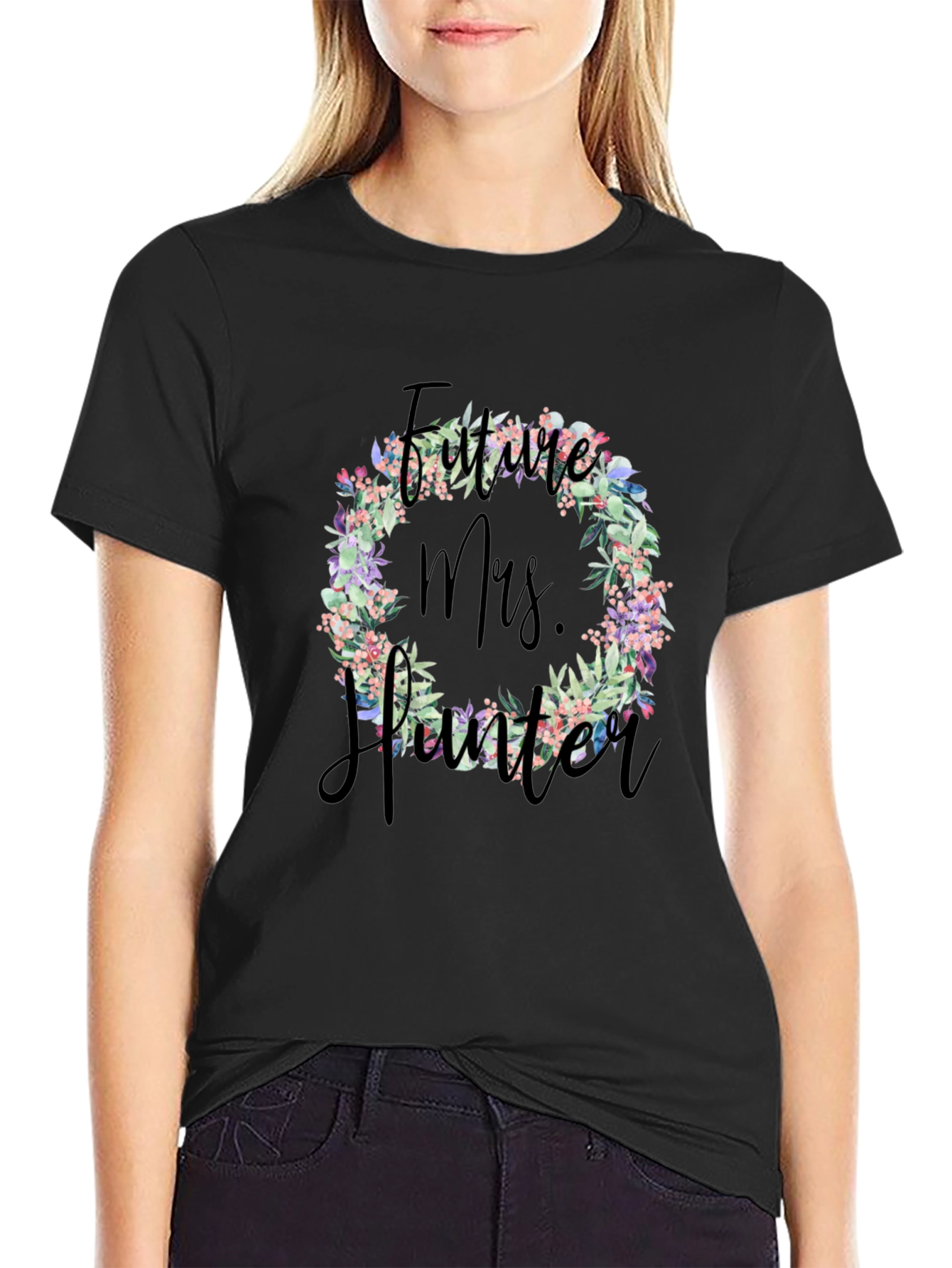 Future Mrs. [Name] Floral Wreath T-Shirt