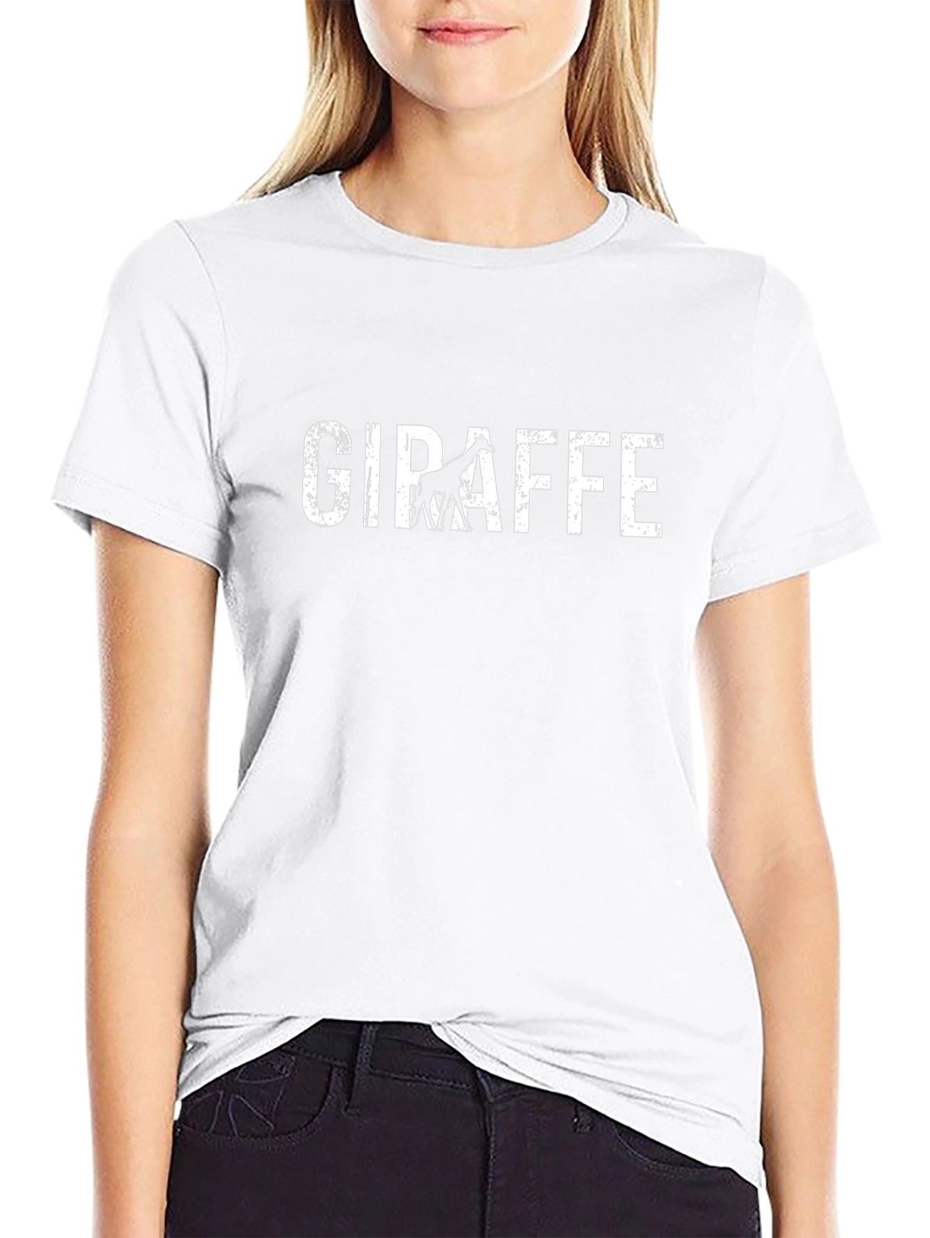 Giraffe Graphic Print Black T-Shirt