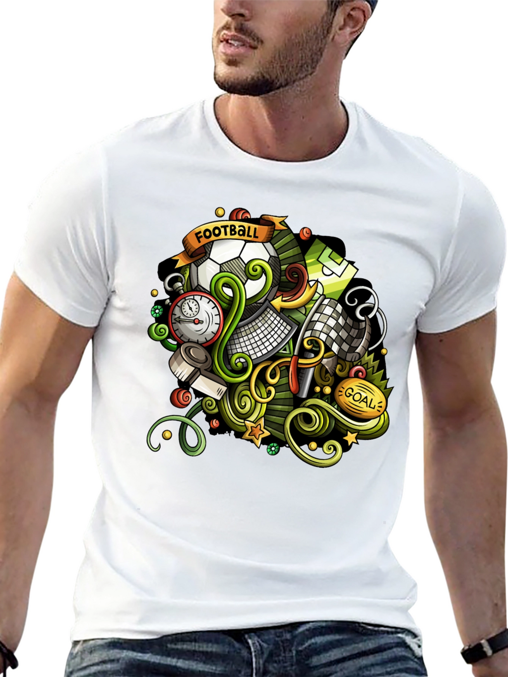 Football Cartoon Graphic T-Shirt