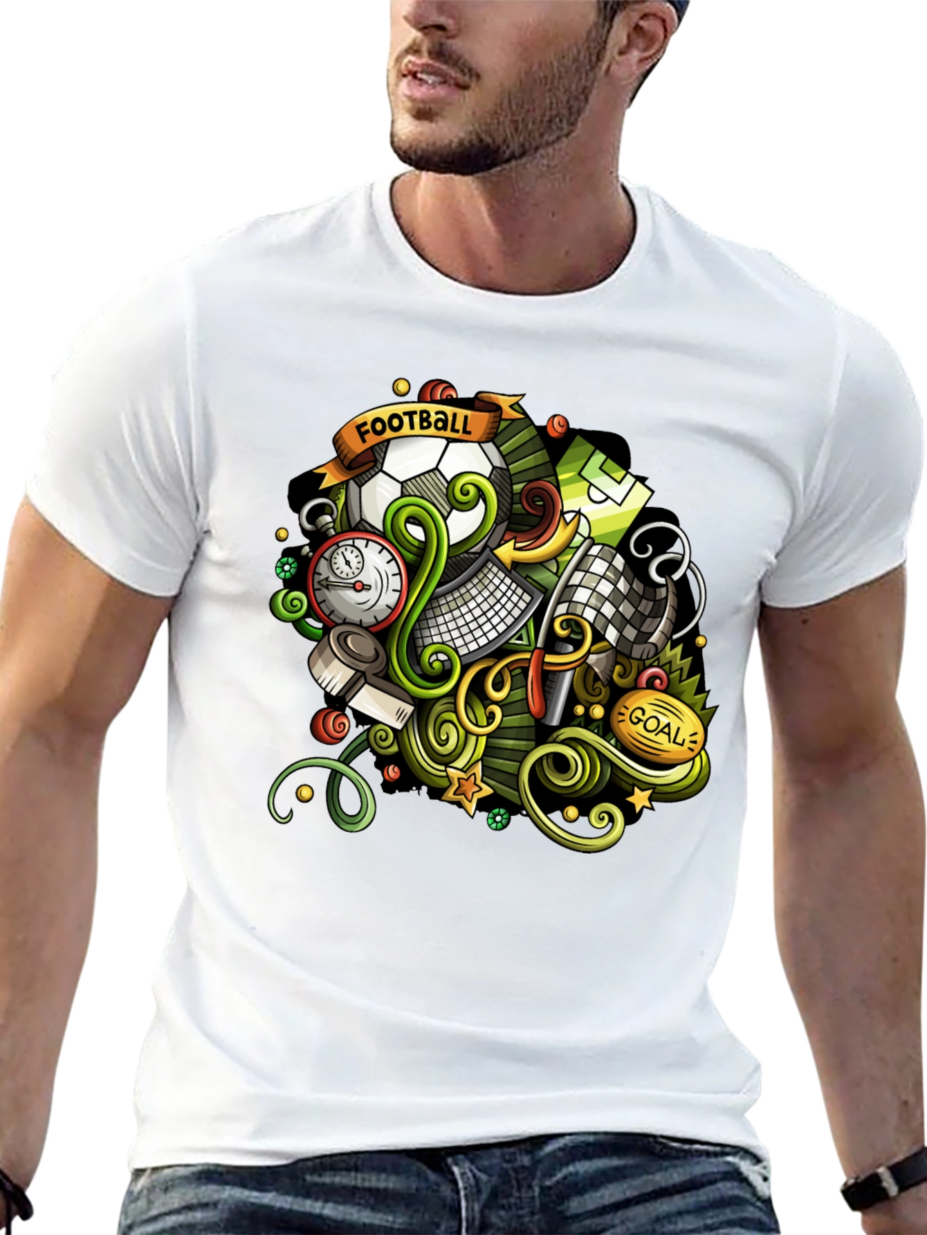 Football Cartoon Graphic T-Shirt