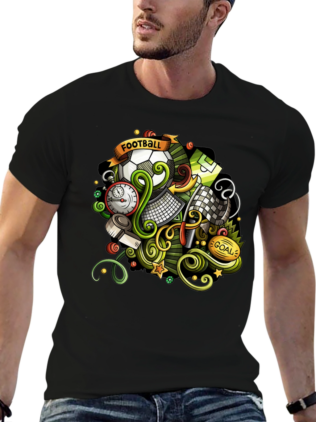 Football Cartoon Graphic T-Shirt