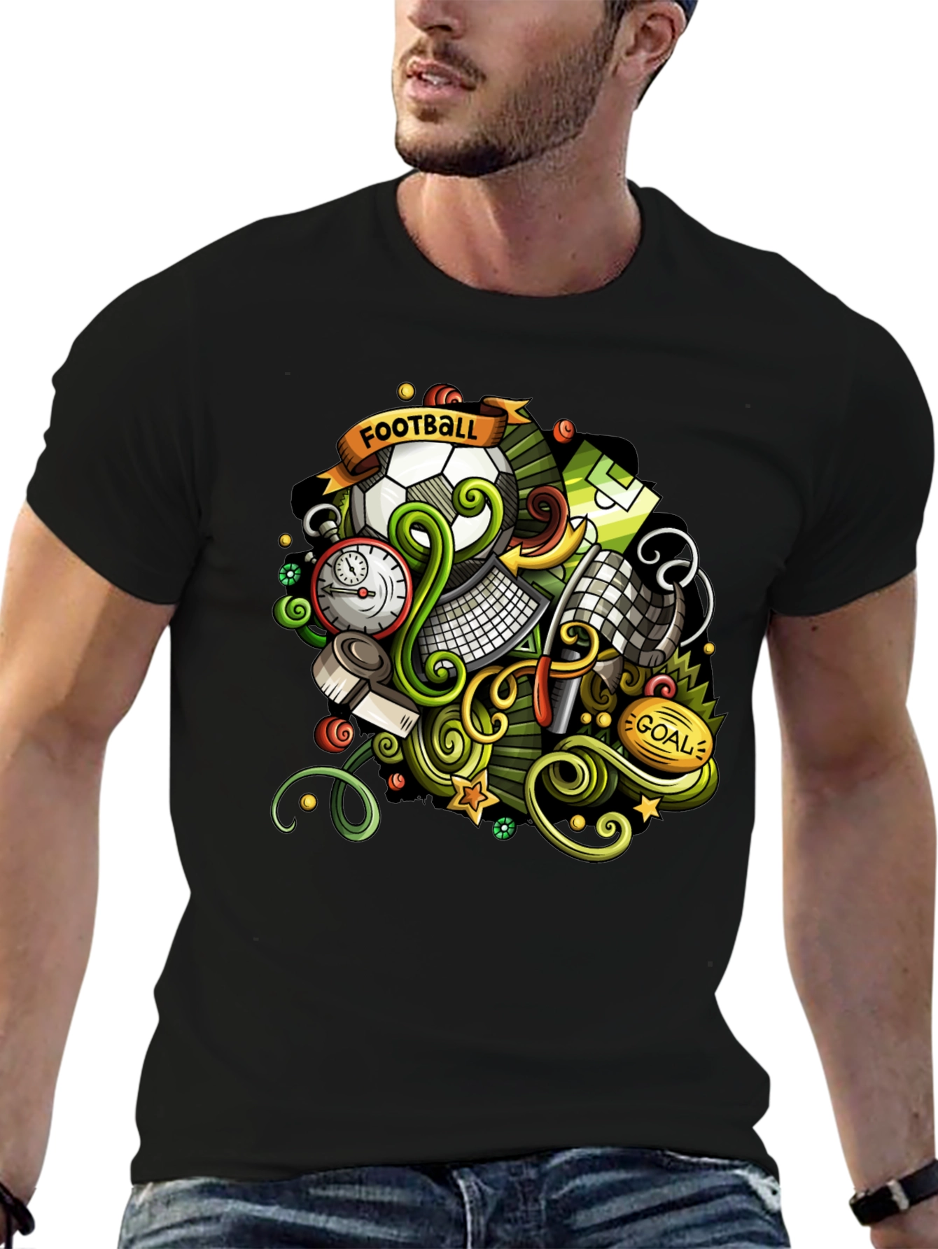 Football Cartoon Graphic T-Shirt