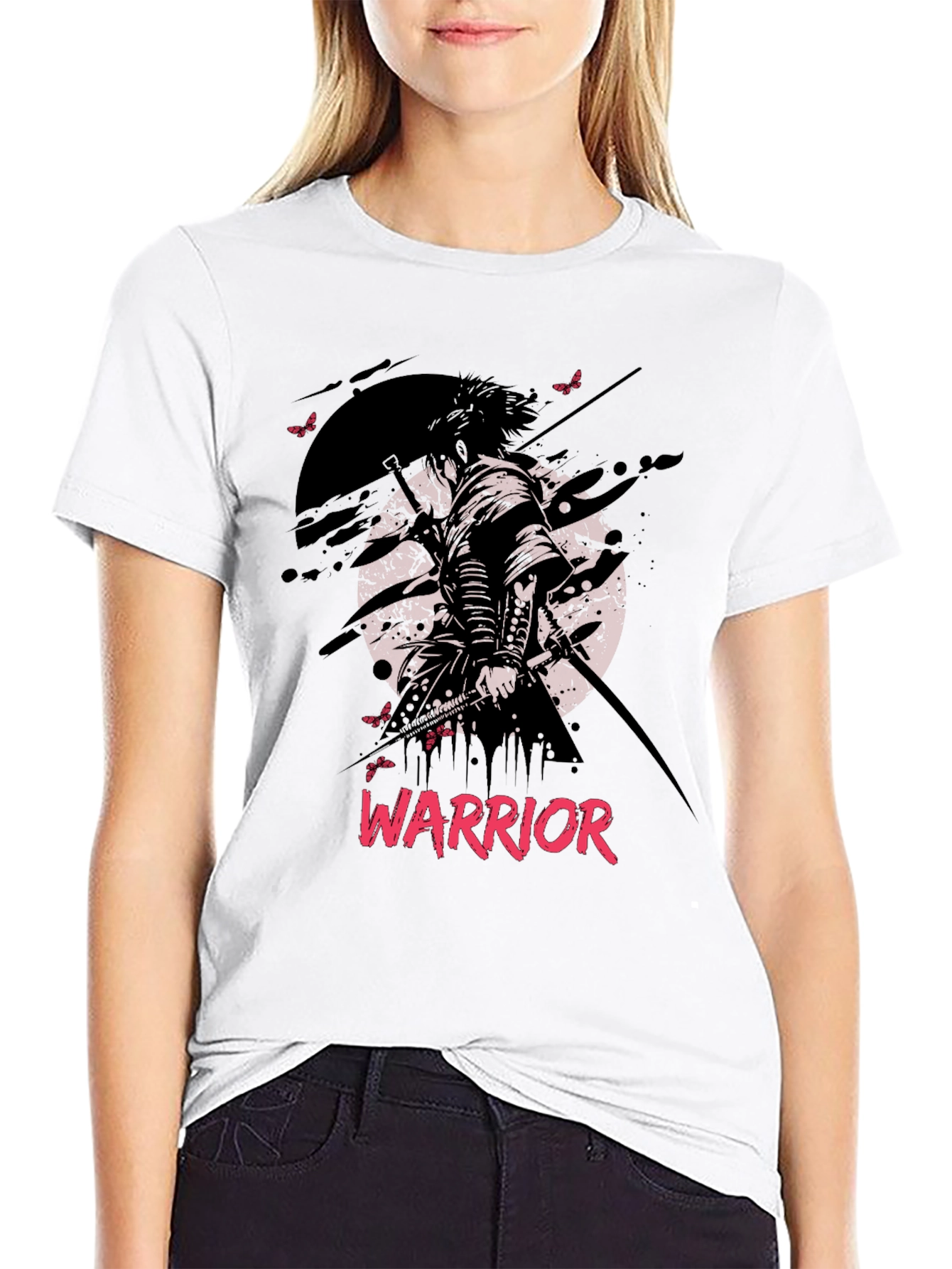 Warrior Graphic Print Black T-Shirt