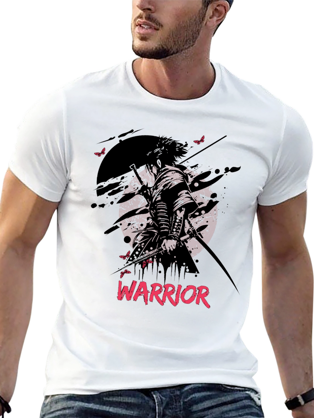 Warrior Graphic Print Black T-Shirt