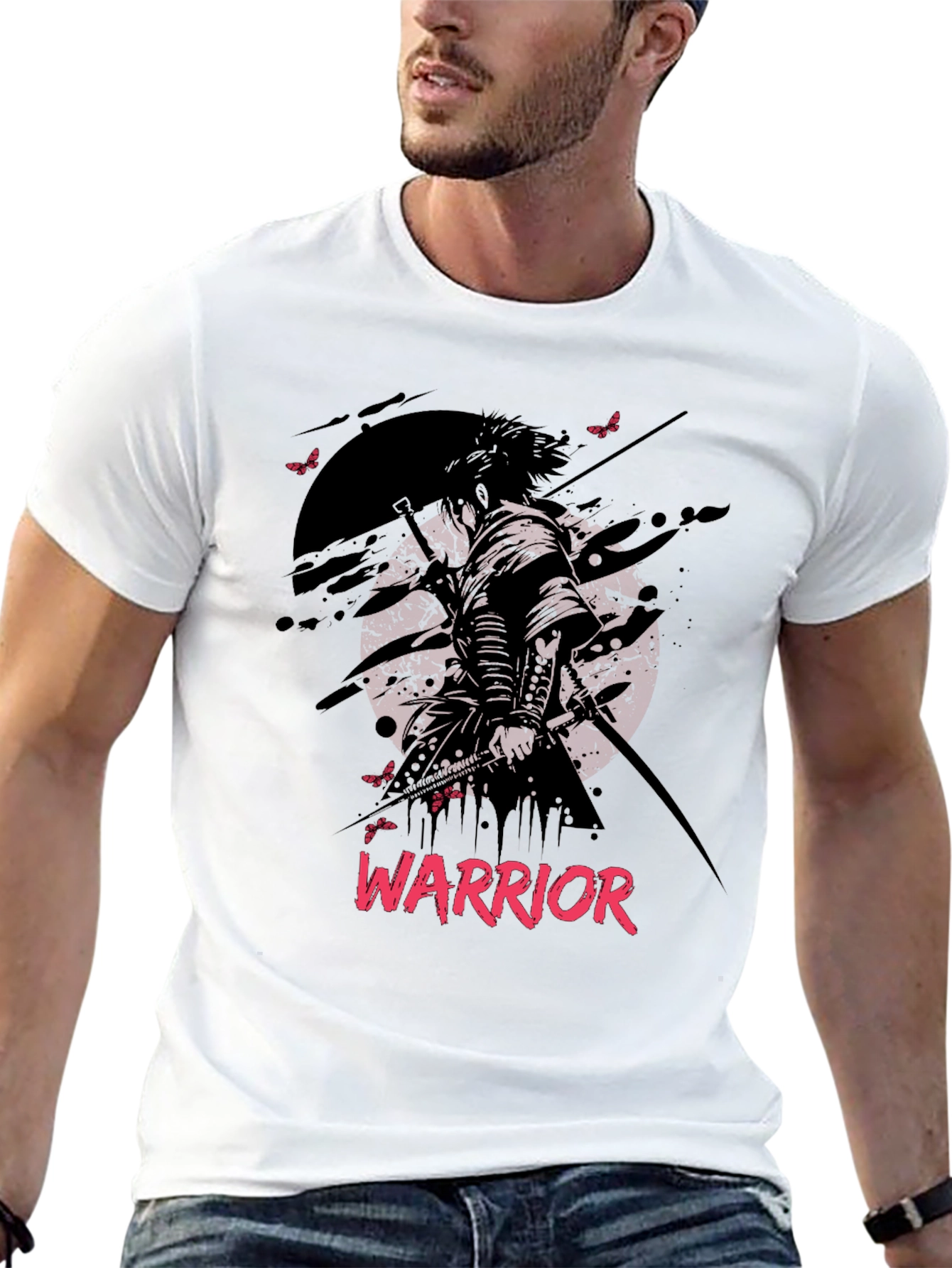 Warrior Graphic Print Black T-Shirt