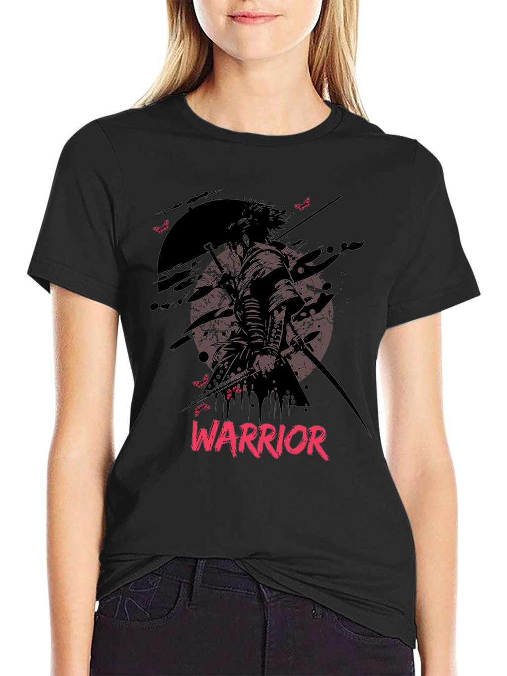 Warrior Graphic Print Black T-Shirt