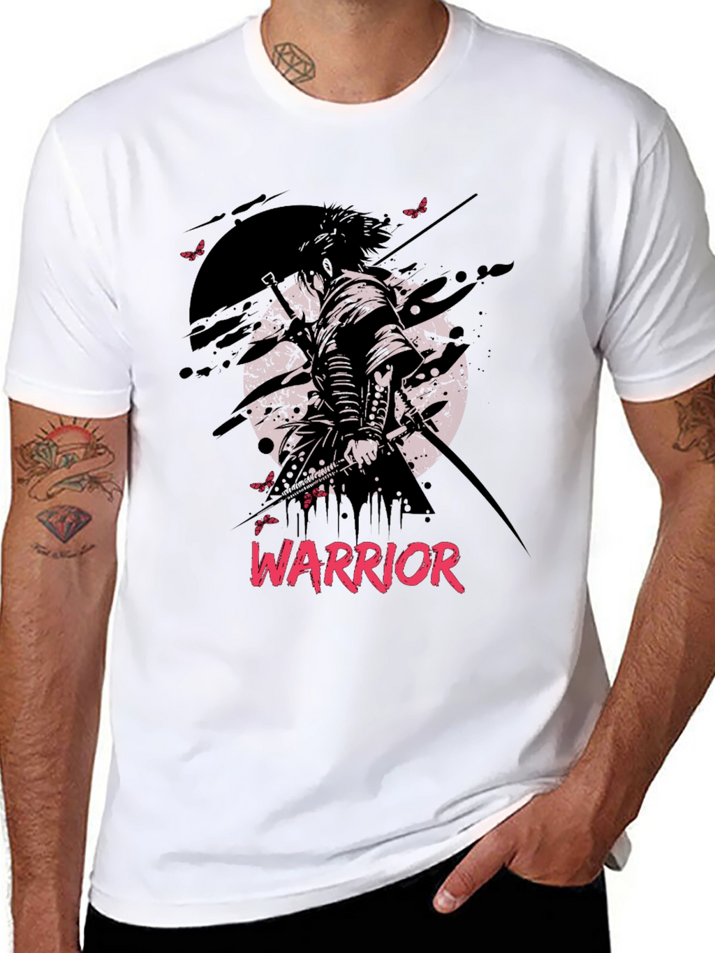 Warrior Graphic Print Black T-Shirt