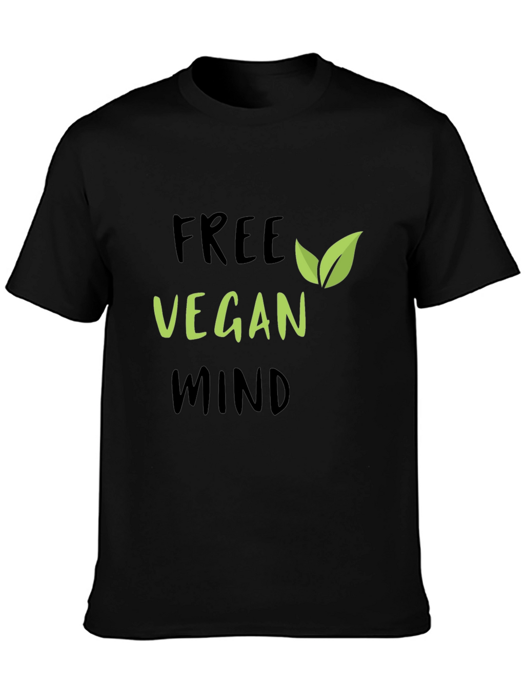 Free Vegan Mind Graphic Tee - Black Cotton T-Shirt