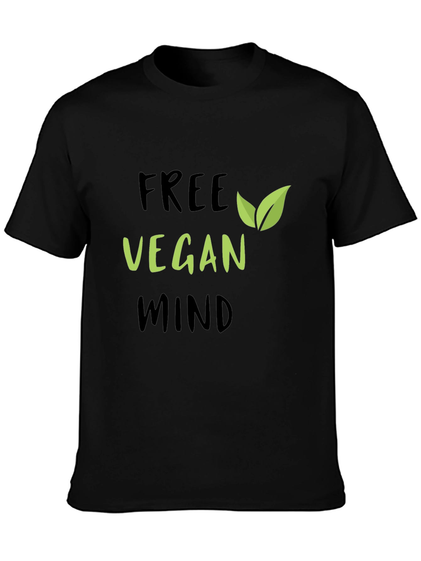 Free Vegan Mind Graphic Tee - Black Cotton T-Shirt