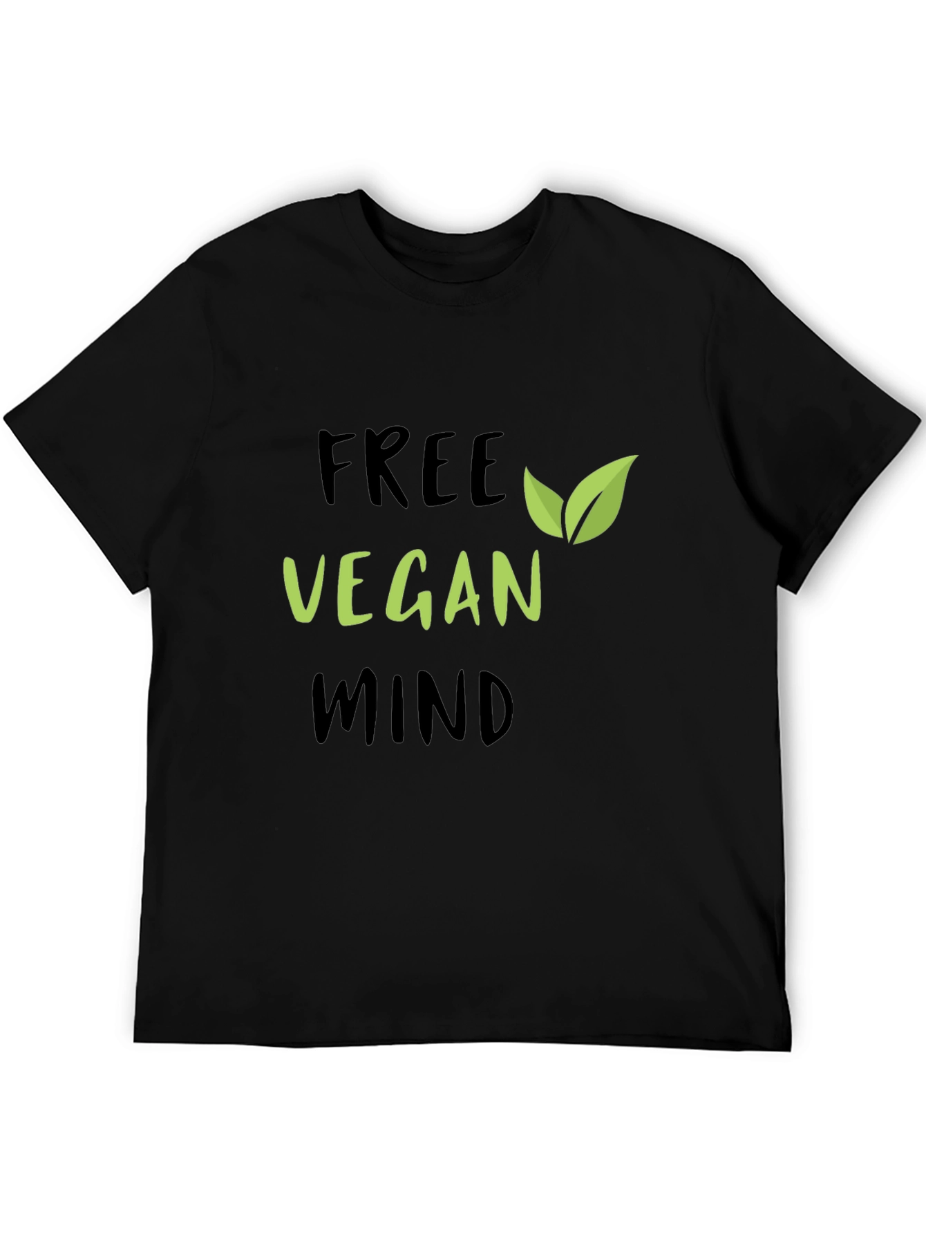 Free Vegan Mind Graphic Tee - Black Cotton T-Shirt