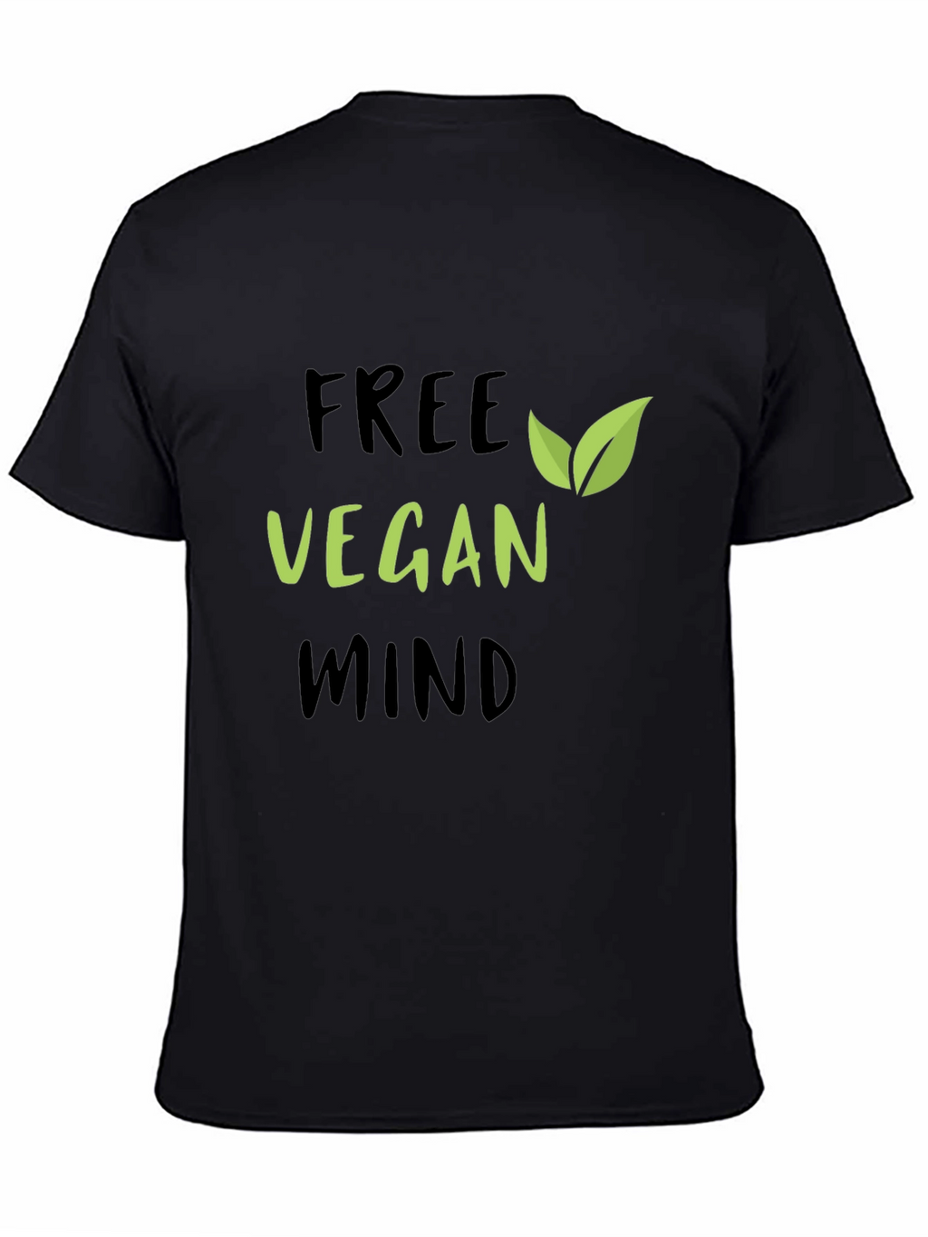 Free Vegan Mind Graphic Tee - Black Cotton T-Shirt