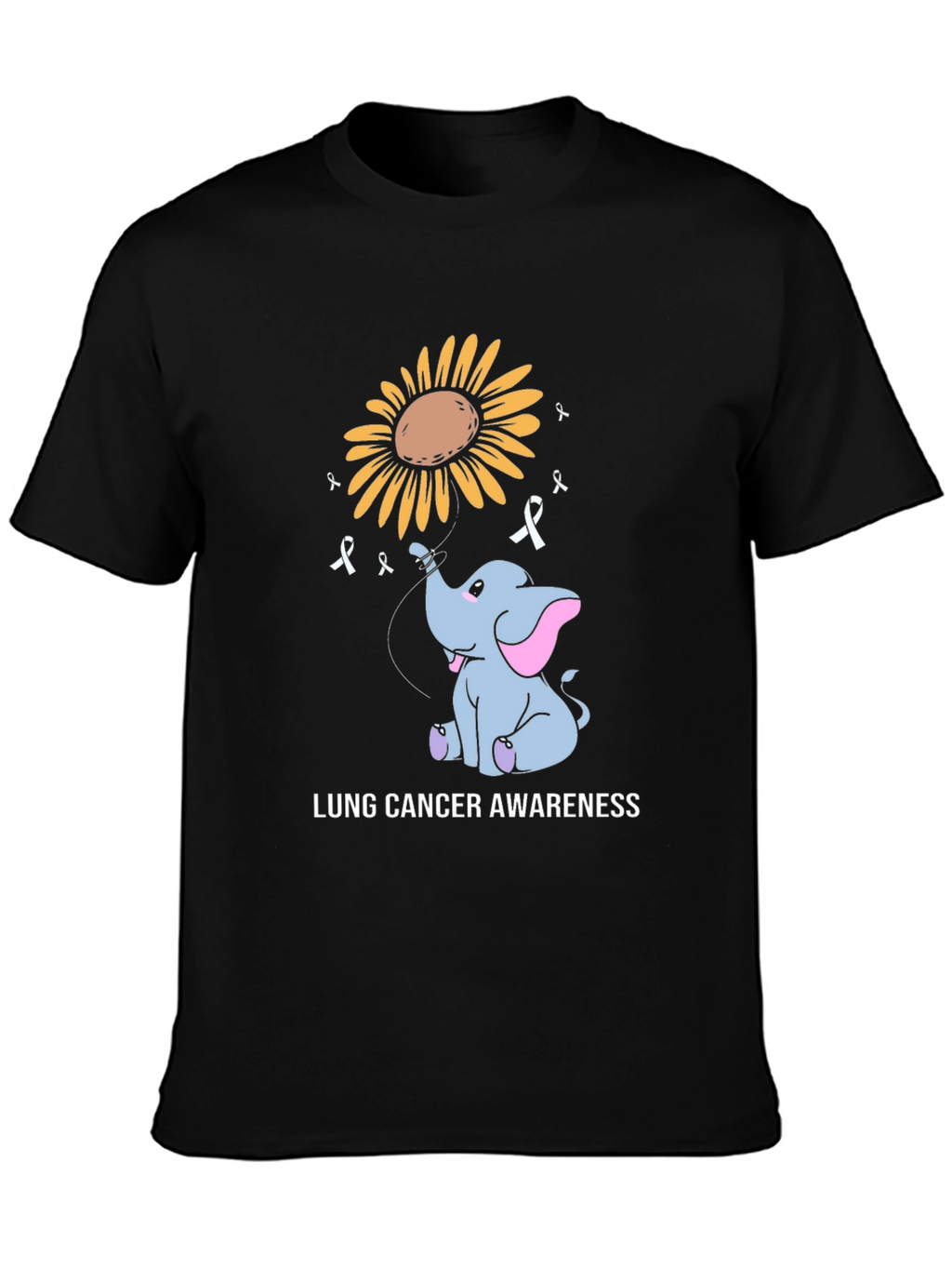 Lung Cancer Awareness Elephant Sunflower T-Shirt