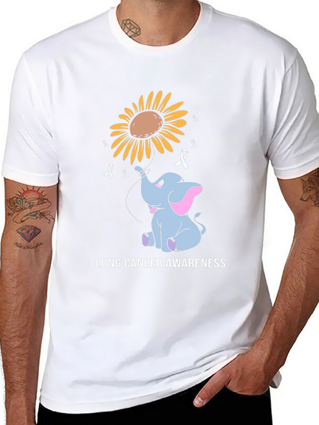 Lung Cancer Awareness Elephant Sunflower T-Shirt