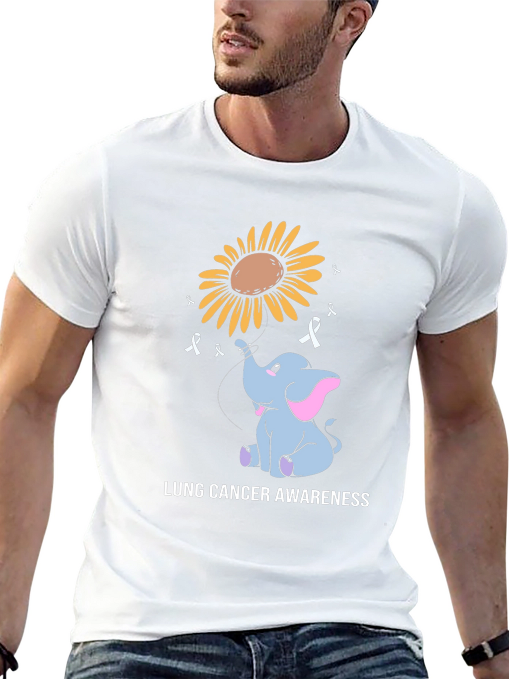 Lung Cancer Awareness Elephant Sunflower T-Shirt