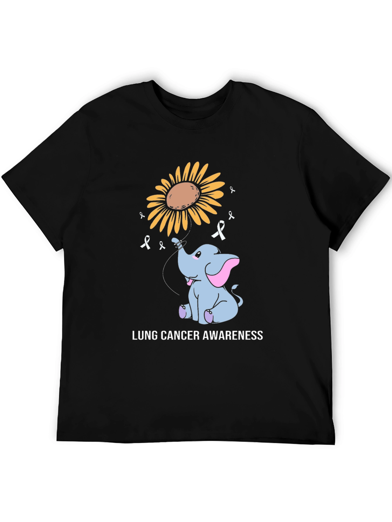 Lung Cancer Awareness Elephant Sunflower T-Shirt