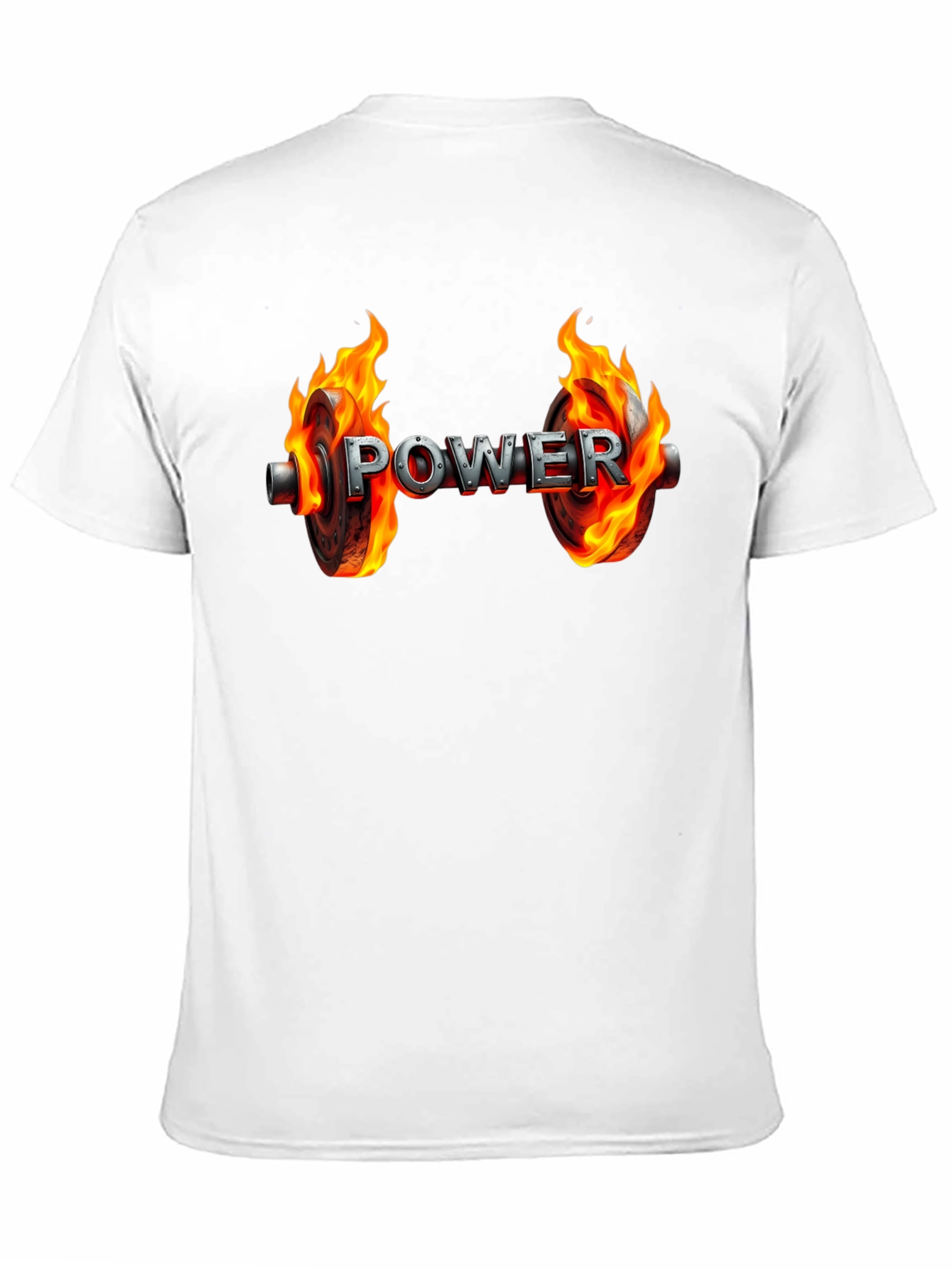 Power Flame Graphic Tee - Black Cotton Gym Shirt