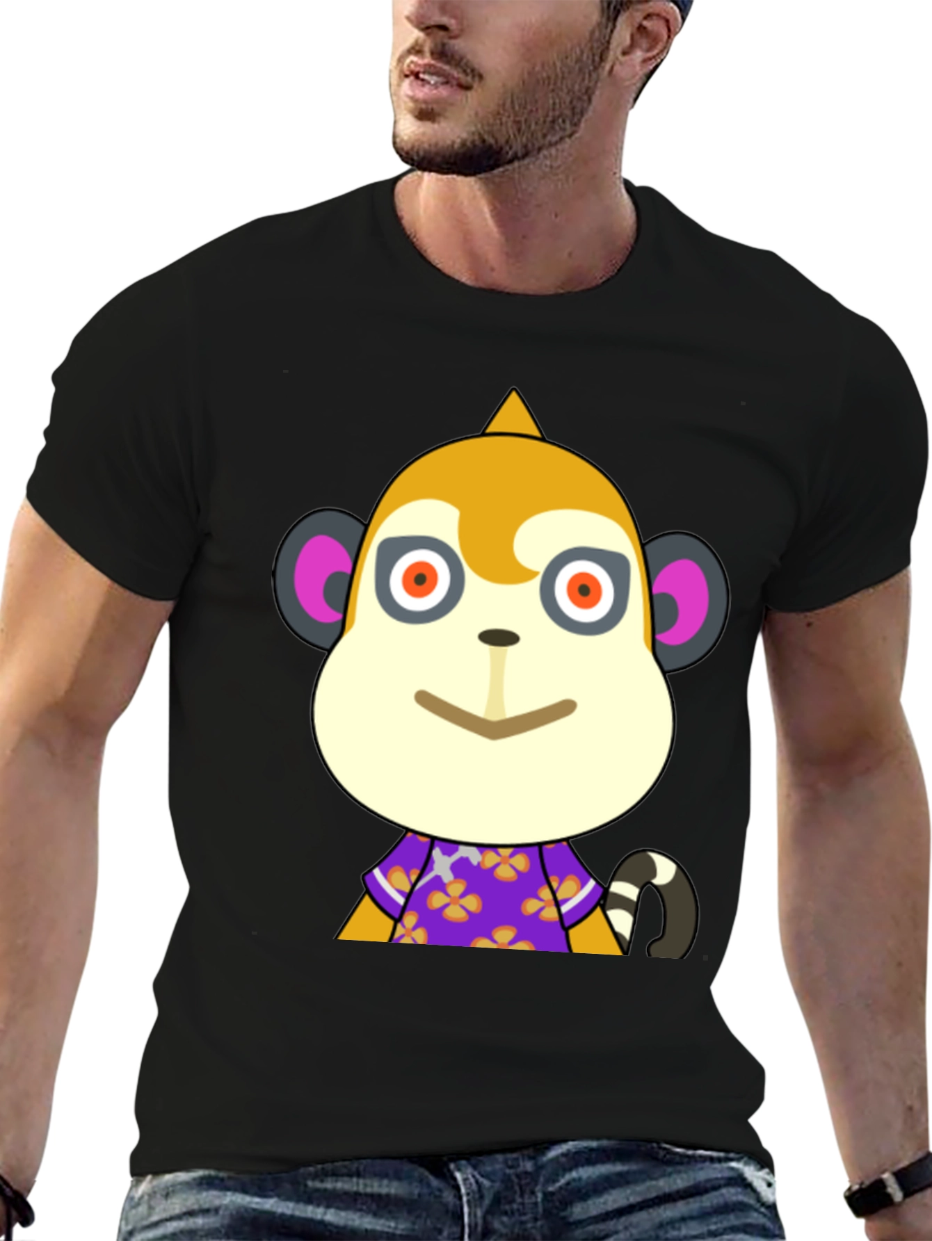 Black T-Shirt with Animal Crossing Character Design