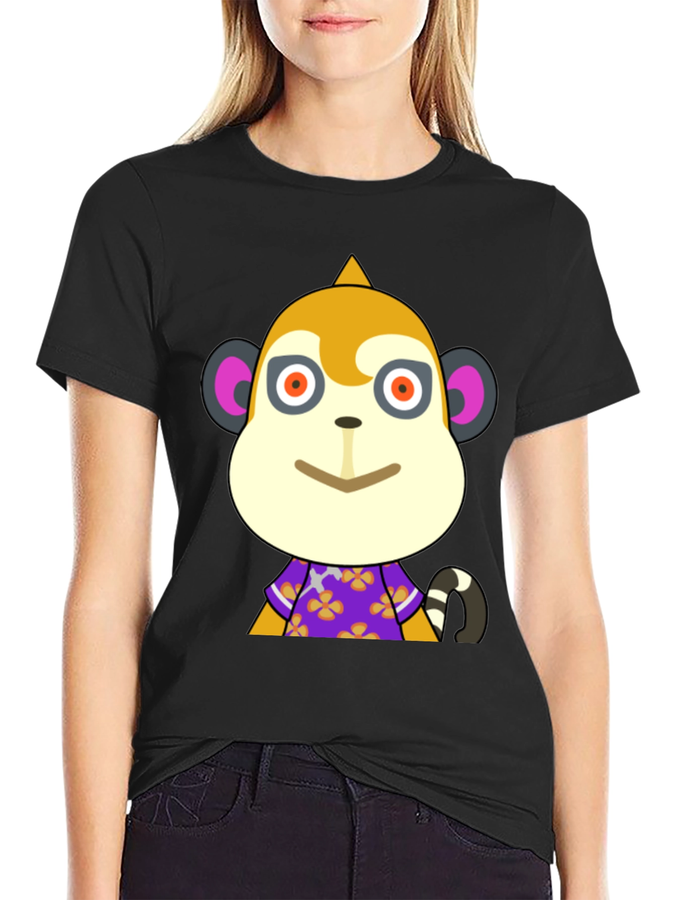 Black T-Shirt with Animal Crossing Character Design
