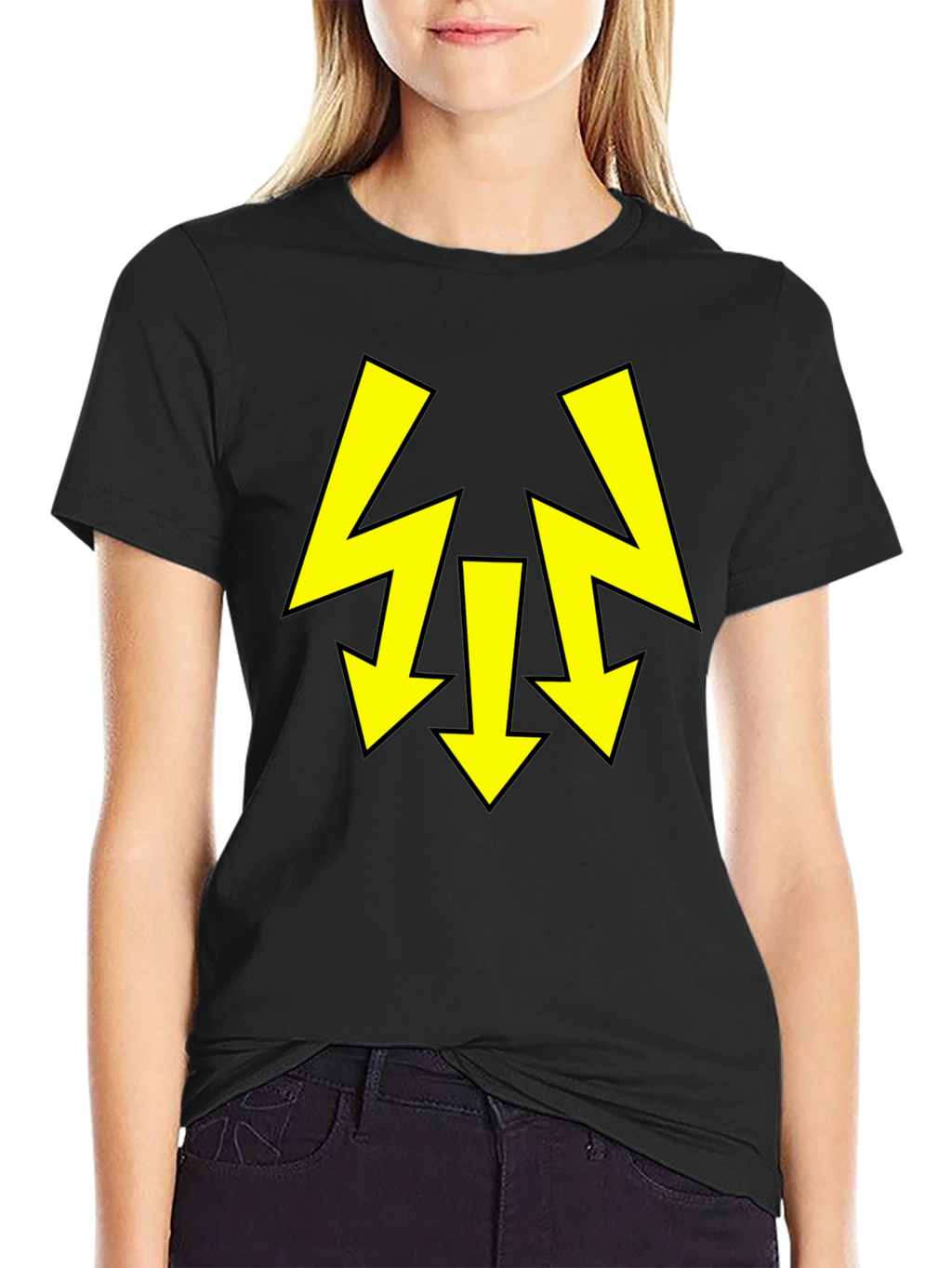 Black T-Shirt with Yellow Arrow Design