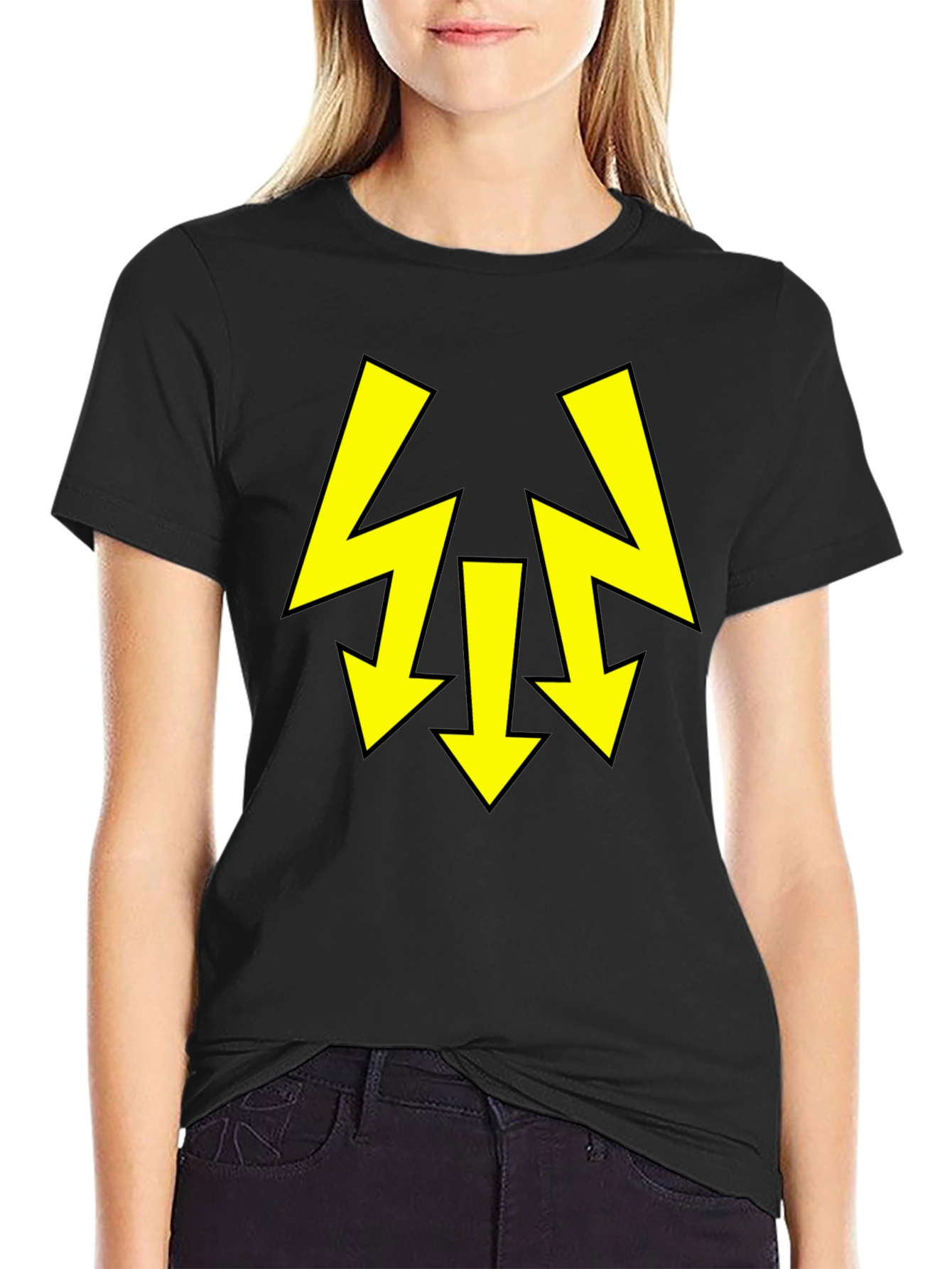 Black T-Shirt with Yellow Arrow Design