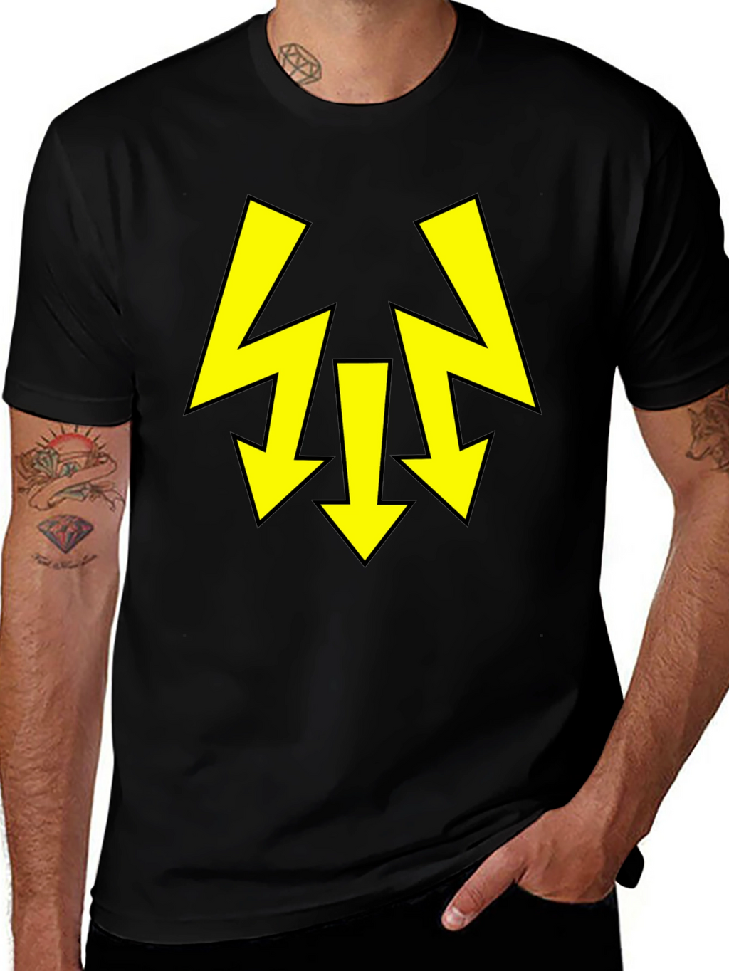Black T-Shirt with Yellow Arrow Design