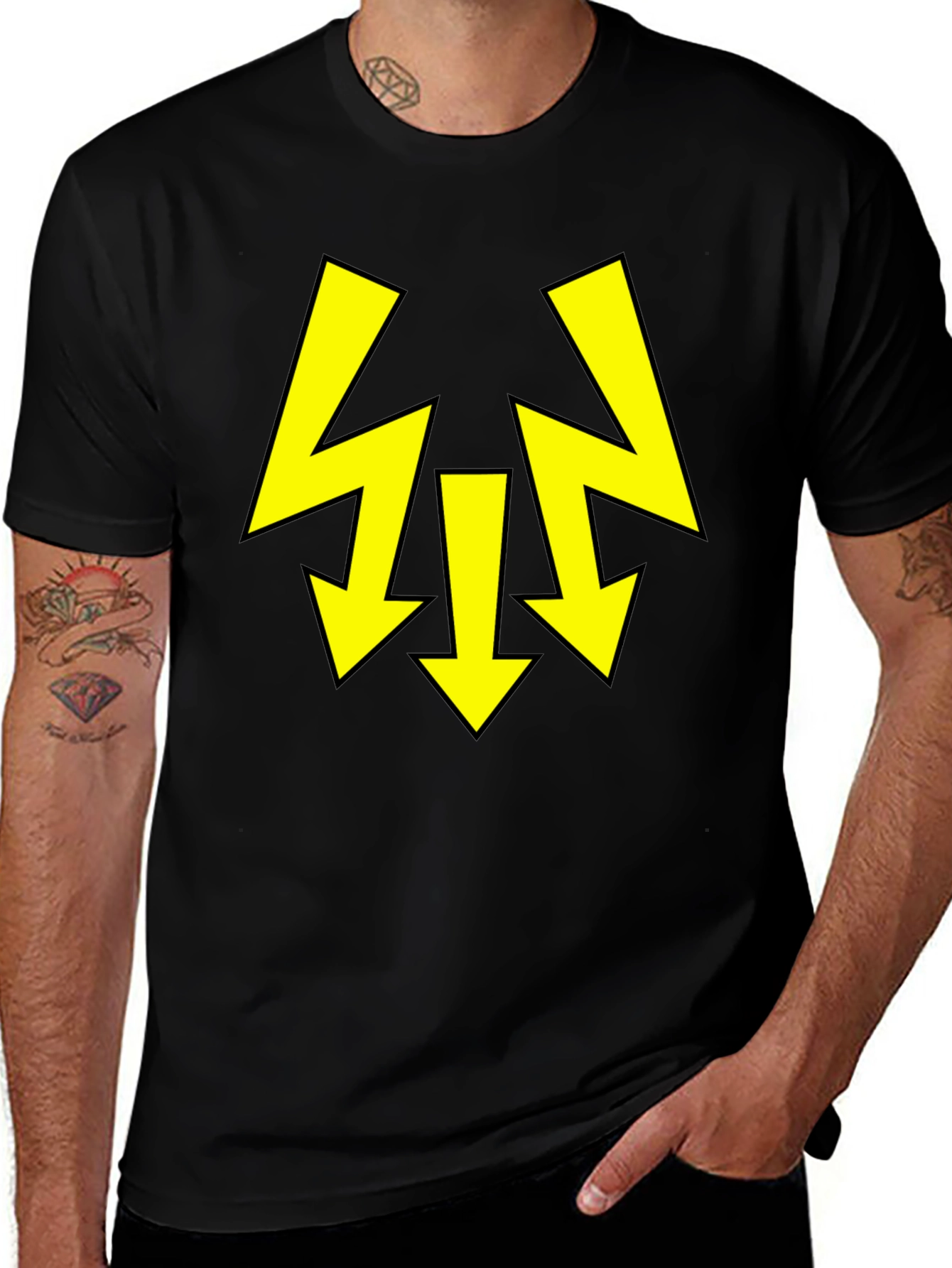 Black T-Shirt with Yellow Arrow Design