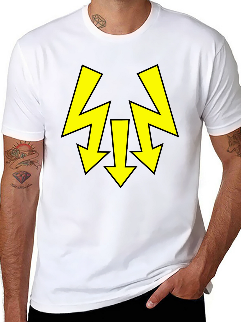 Black T-Shirt with Yellow Arrow Design