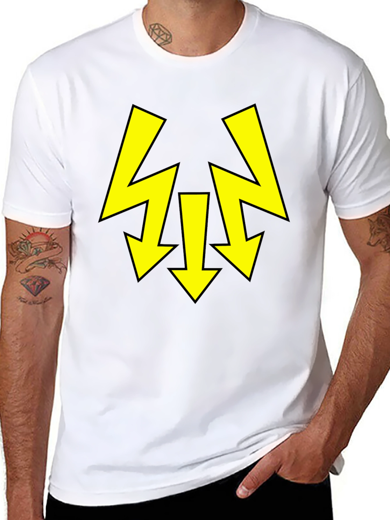 Black T-Shirt with Yellow Arrow Design