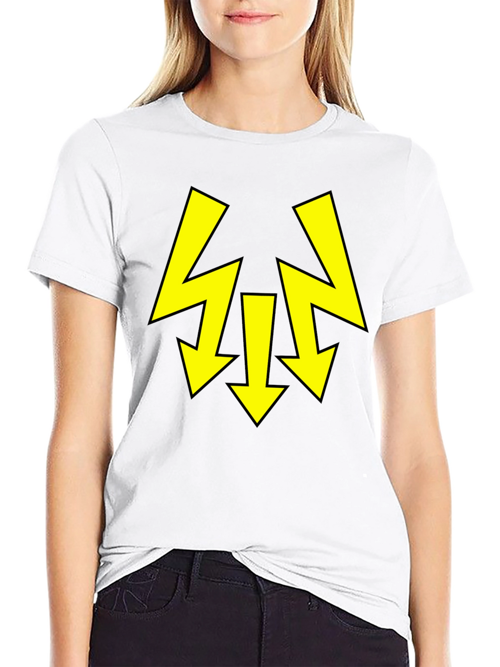 Black T-Shirt with Yellow Arrow Design