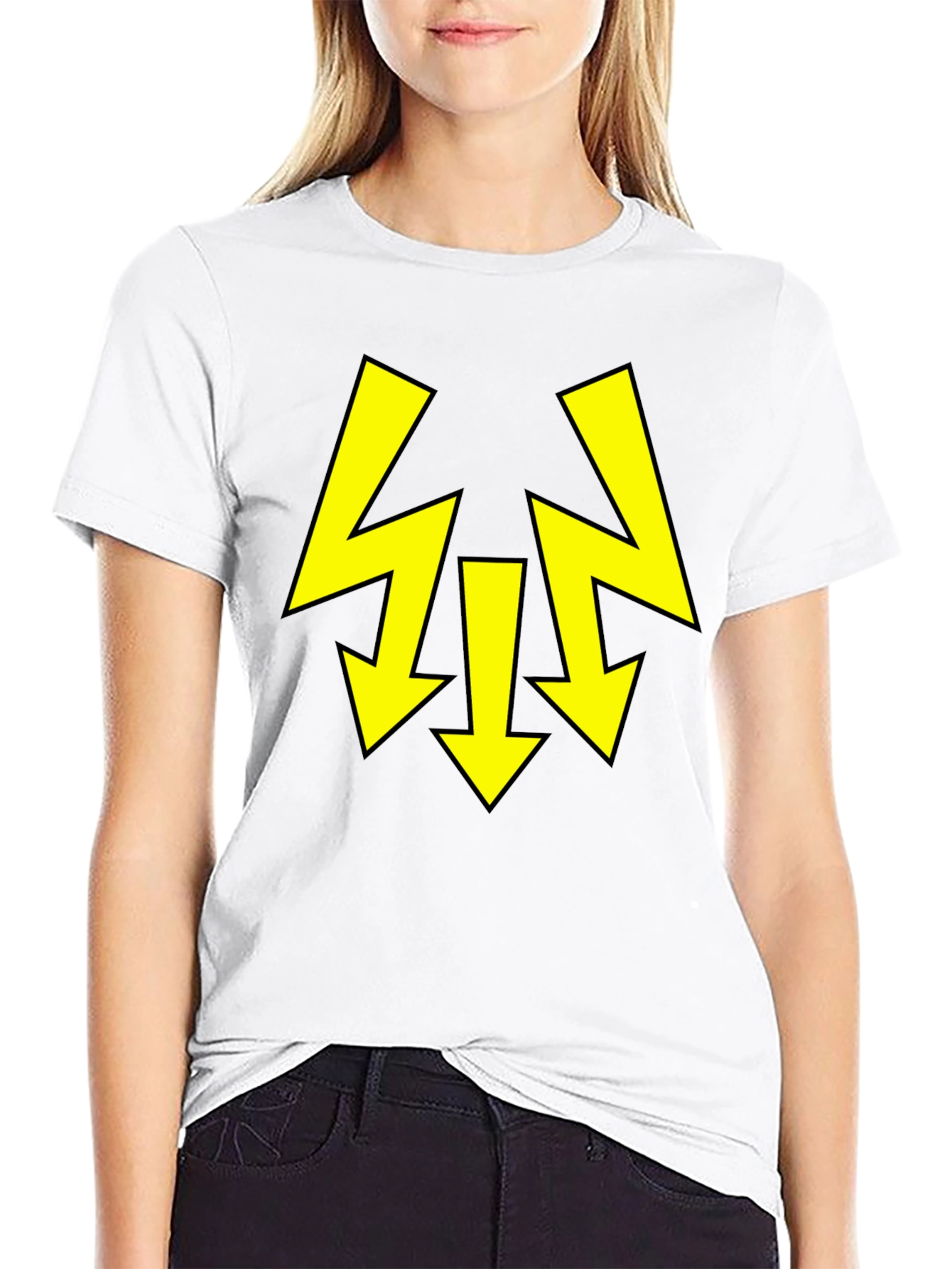 Black T-Shirt with Yellow Arrow Design