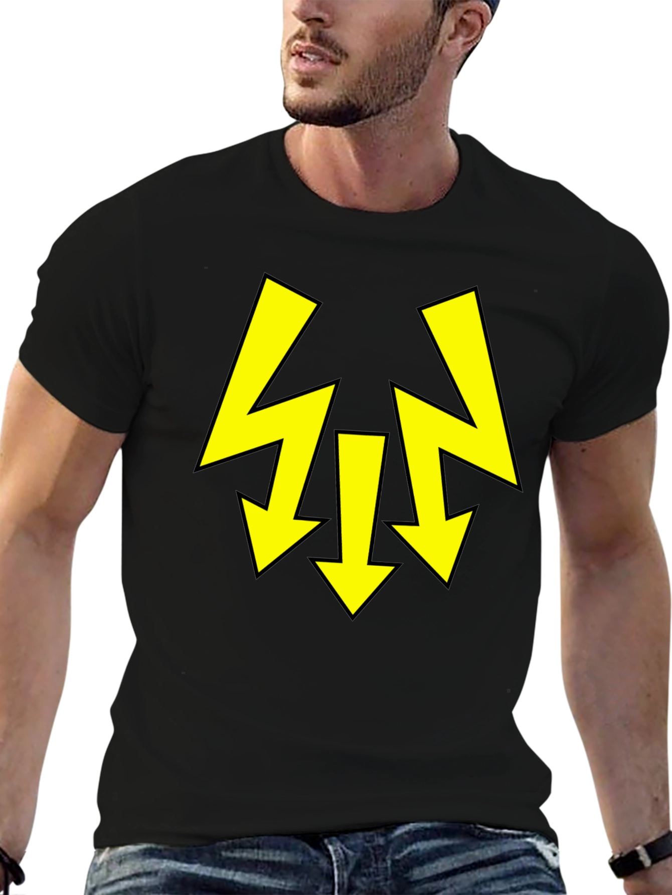 Black T-Shirt with Yellow Arrow Design